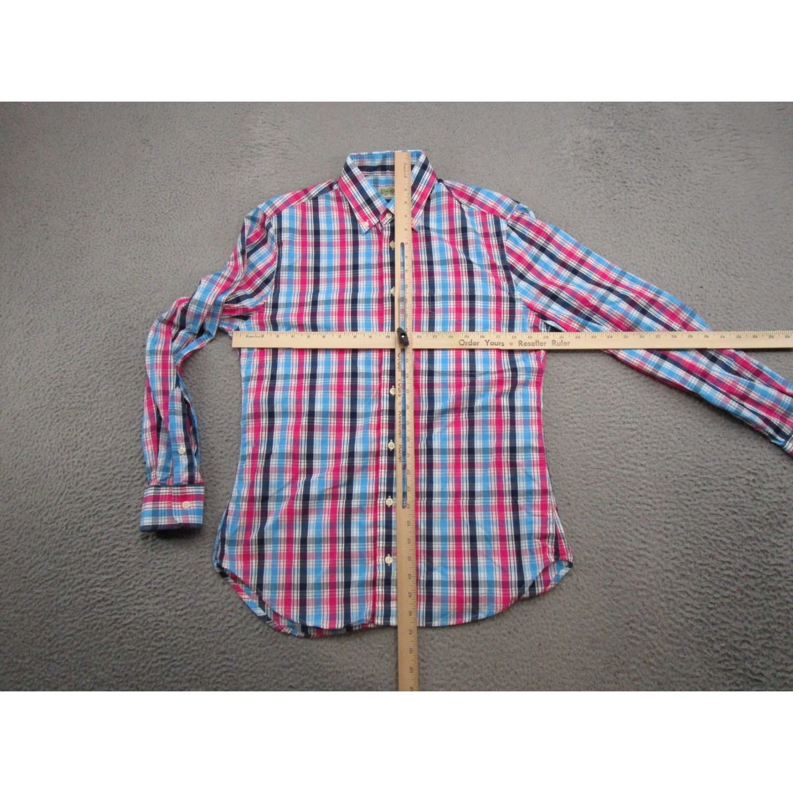 Pinko Gitman Bros. Pink Plaid Long Sleeve Dress Shirt Mens Size M USA Made Career Size 40R - 5 Thumbnail