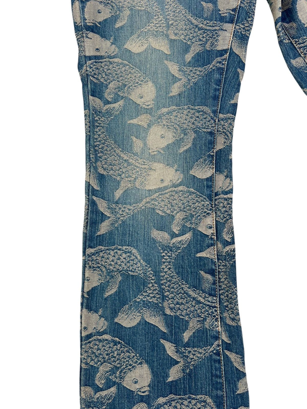 Karakuri Tamashii Mud Mash Mania Japan Embroidery Koi Fish Denim Flare Jeans Size US 29 - 7 Thumbnail