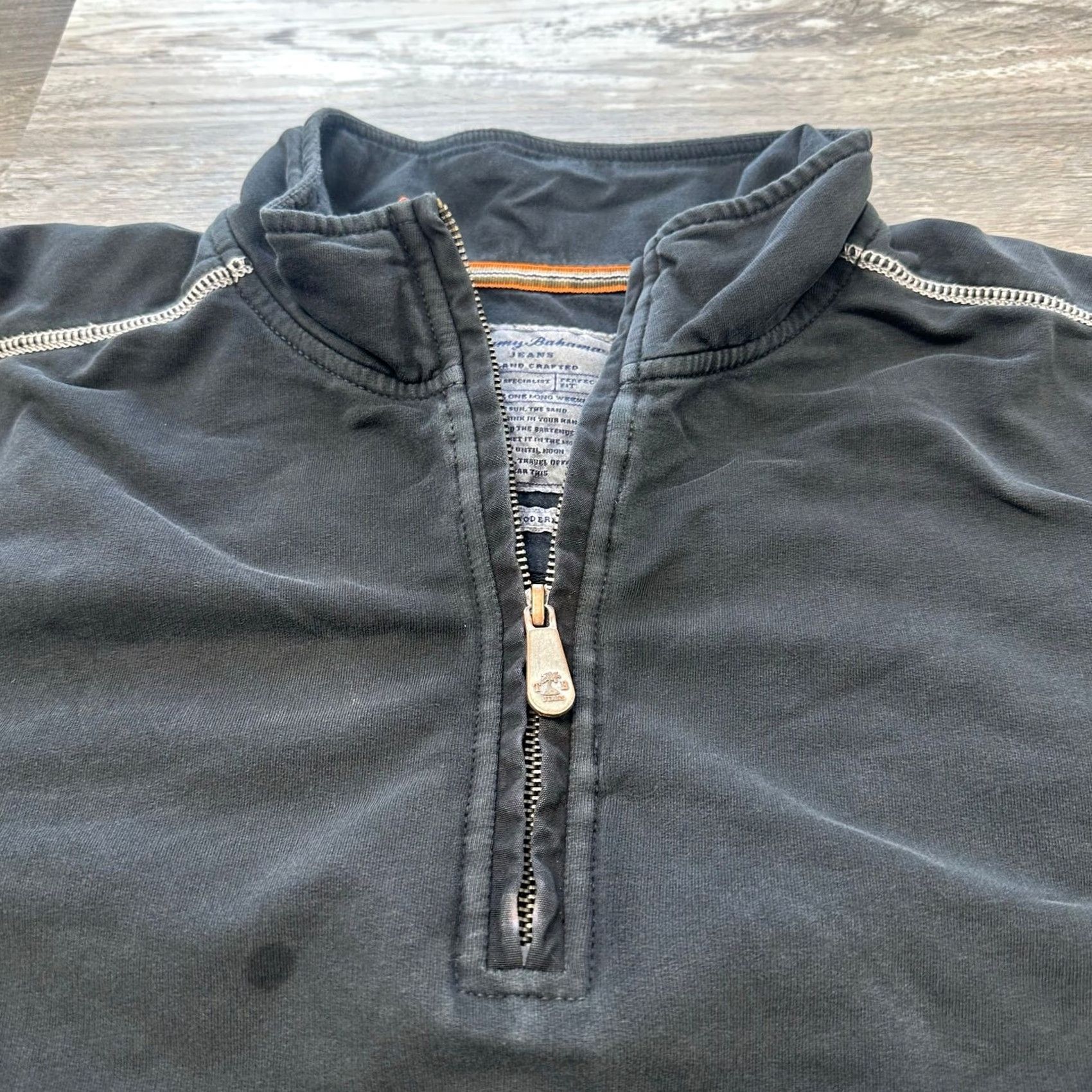 Tommy Bahama Tommy Bahama Island Modern Fit Black Mens XL 1/4 Zip Pullover Stretch Sweater Size US XL / EU 56 / 4 - 2 Thumbnail