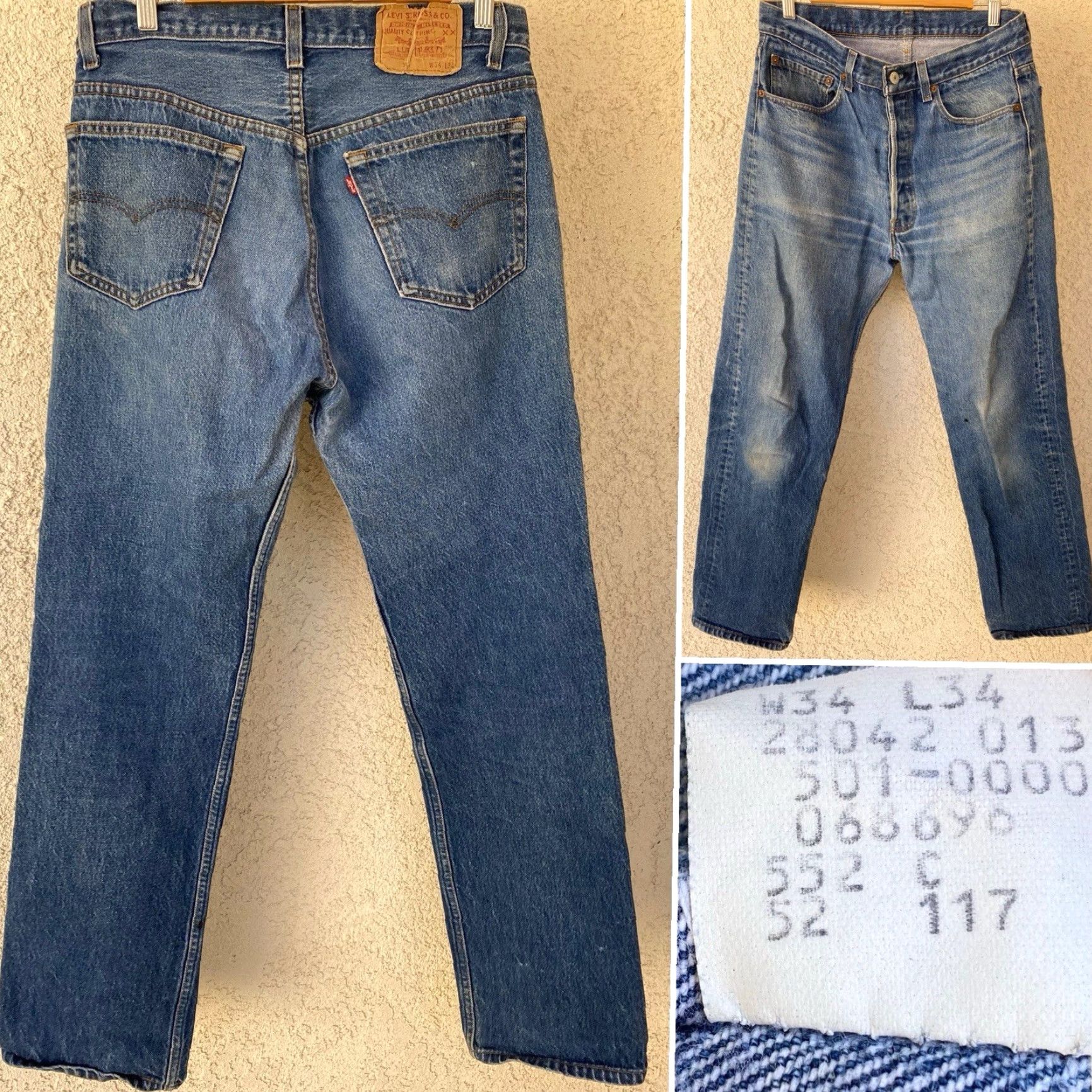 Levi's VINTAGE Levi’s 501 Jeans Button Fly Worn Fade Size 34 34 Measure W 32.5 in L L 31 Men Straight Regular Blue Denim 1980s USA Size US 34 / EU 50 - 2 Thumbnail