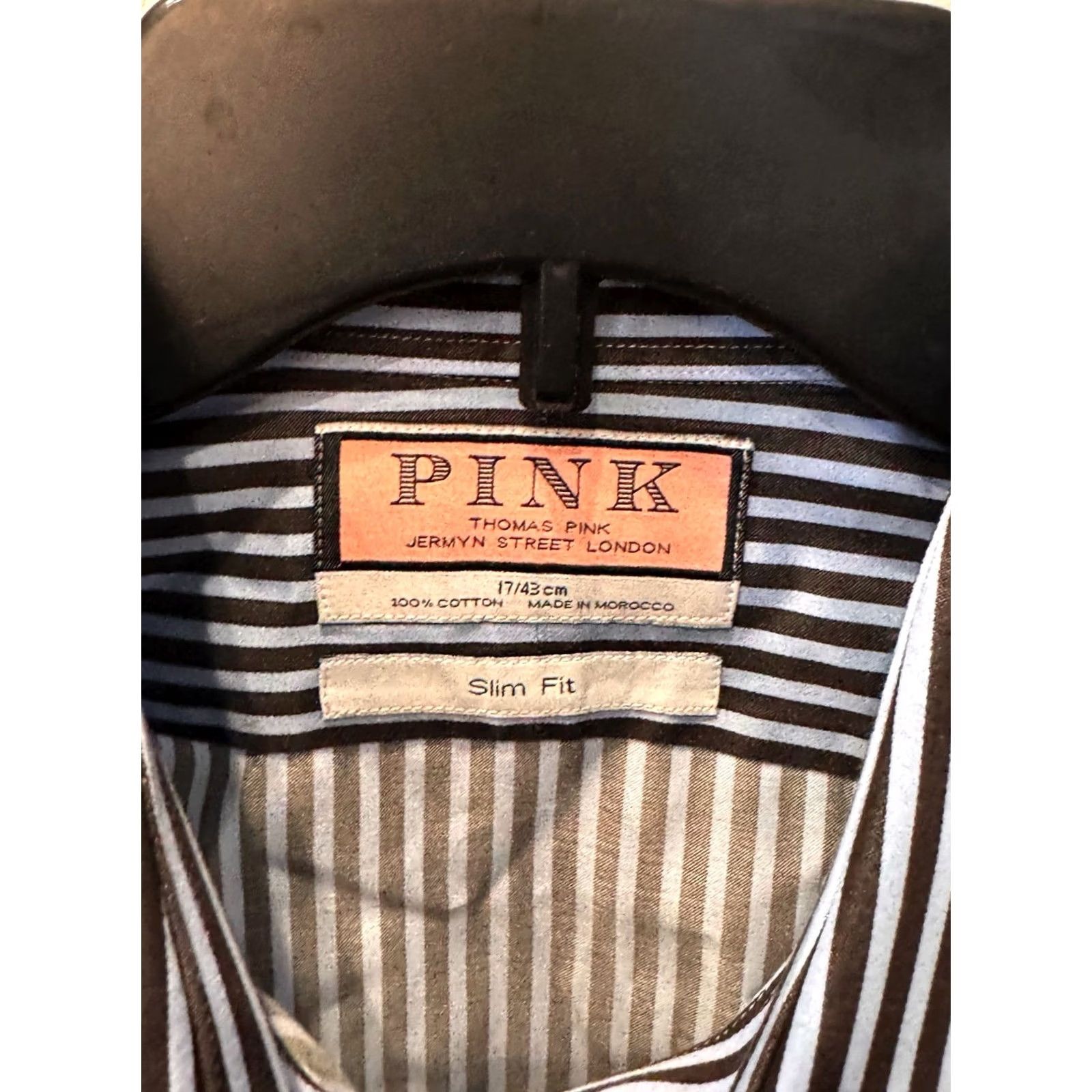 Pinko Thomas Pink Shirt XL Button Up Blue Gray Stripe Men’s Short Sleeve MINT Shirt XL Slim 17 x 38 Multicolor Button Closure Mens Size US XL / EU 56 / 4 - 7 Thumbnail