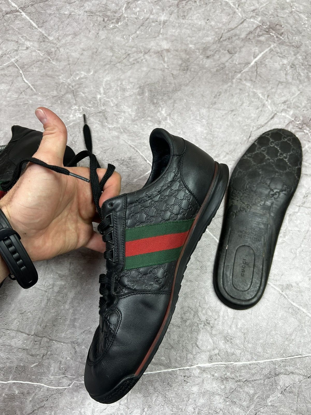 Gucci Gucci monogram leather sneakers Size US 8 / EU 41 - 18 Thumbnail