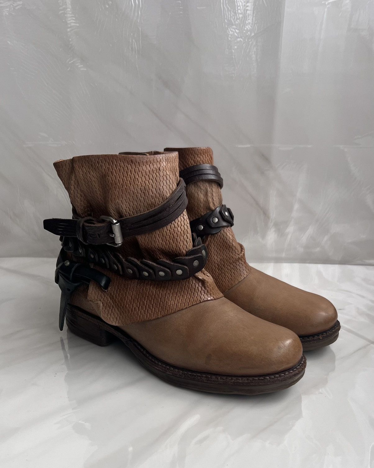 A.S.98 As 98 Airstep Zipper Boho Biker brown distressed boot Size US 8 / IT 38 - 1 Thumbnail