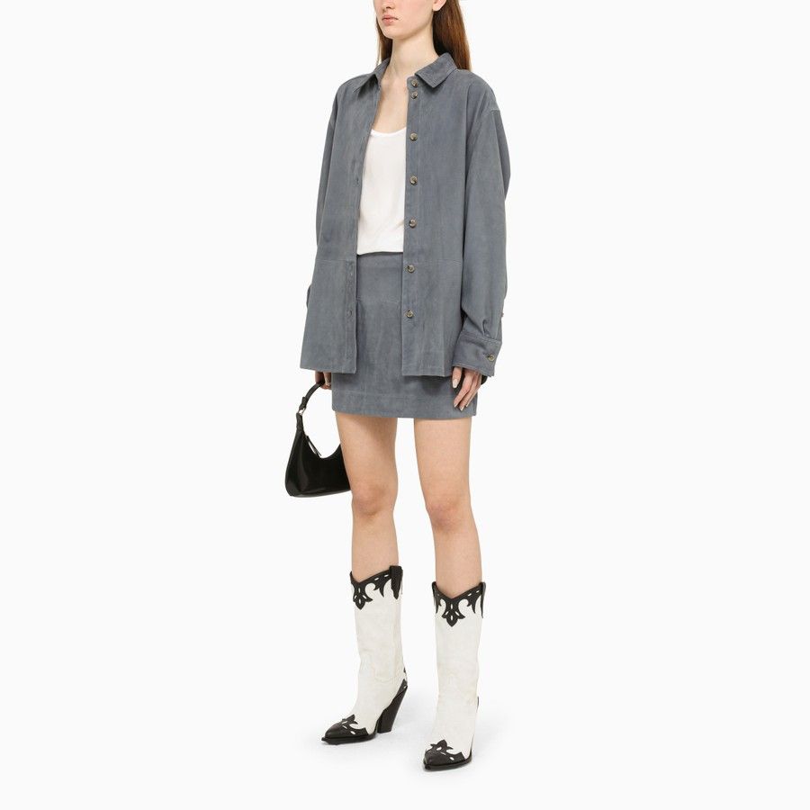 Loulou de Saison o1d2blof0824 Suede Mini Skirt in Grey Size 27" / US 4 / IT 40 - 2 Thumbnail
