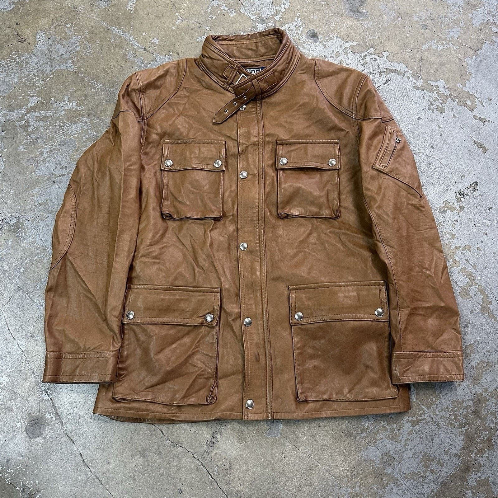 Leather × Polo Ralph Lauren × Vintage Vintage Polo Ralph Lauren Southbury Biker Leather Jacket Size US XXL / EU 58 / 5 - 1 Thumbnail