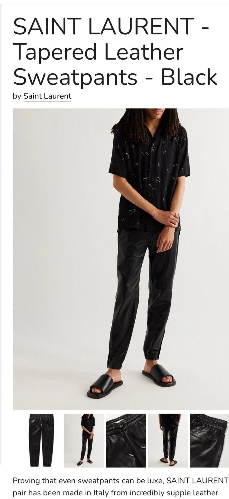 Saint Laurent Paris Saint Laurent mens leather joggers pants. 54/38. $4990 Size US 38 / EU 54 - 1 Thumbnail
