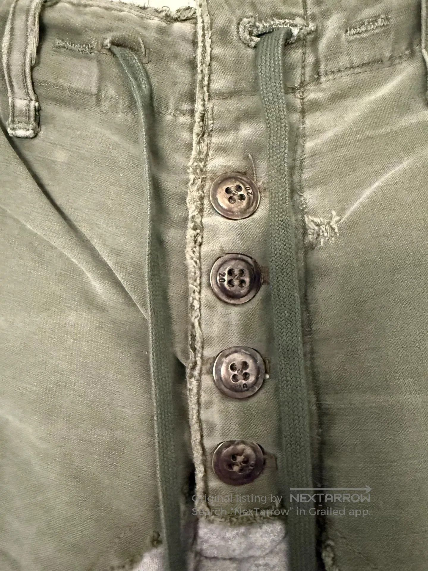 Greg Lauren men's army green jogger pants with patchwork. Size US 34 / EU 50 - 4 Thumbnail