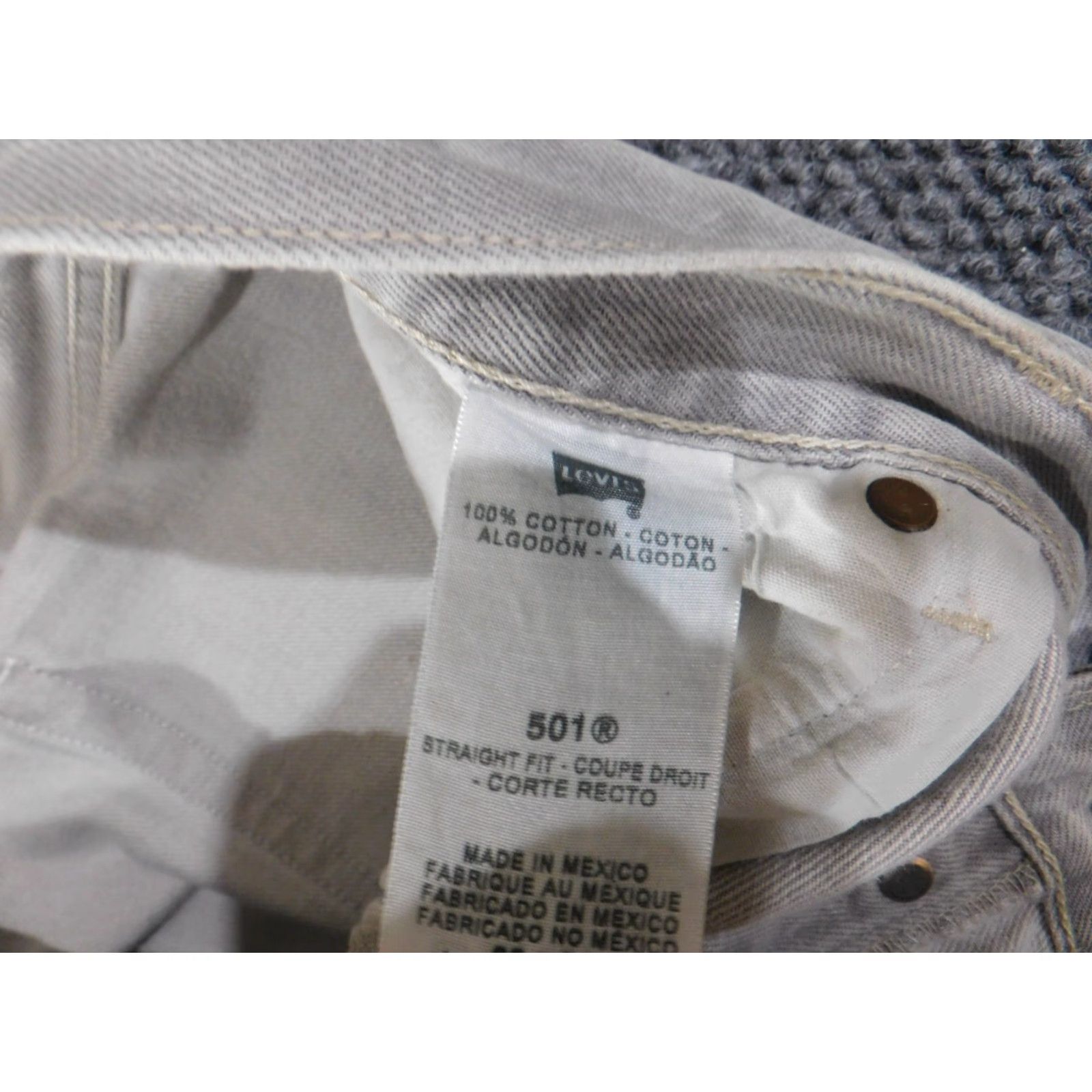 Levi's Levis 501 Jeans Mens 38x32 Gray Denim Straight Fit Retro Classic 501 Model Zipper Pocket Inseam 32" Regular Rise Mid Size US 38 / EU 54 - 7 Thumbnail