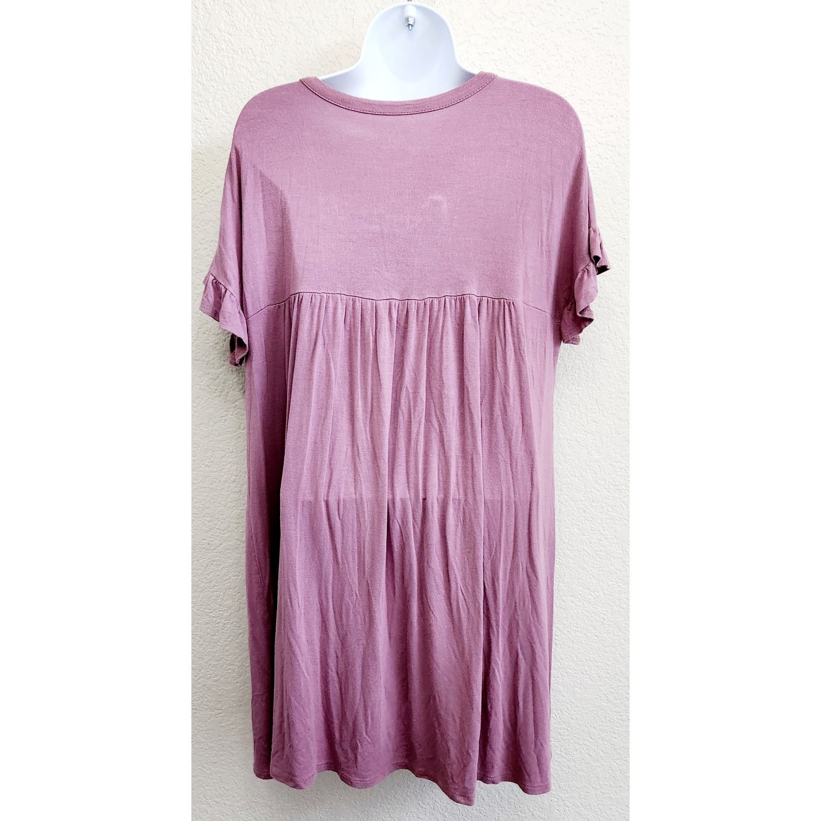 Other Simlu Dusty Rose Pleated Front Dress Large Capped Sleeves Size L / US 10 / IT 46 - 1 Thumbnail