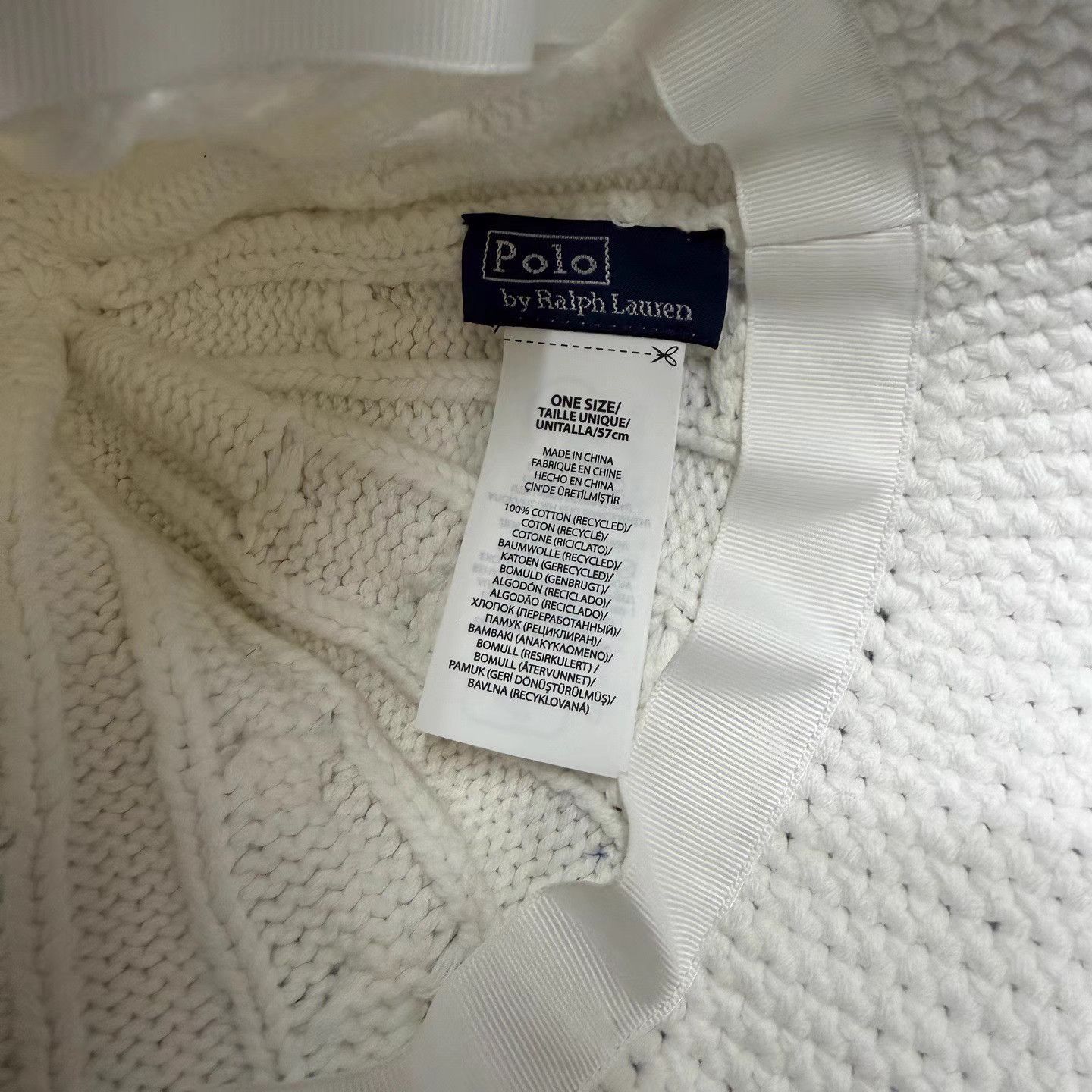 Ralph Lauren Ralph Lauren White Cable Knit Cotton Bucket Hat Q10 Size ONE SIZE - 2 Thumbnail
