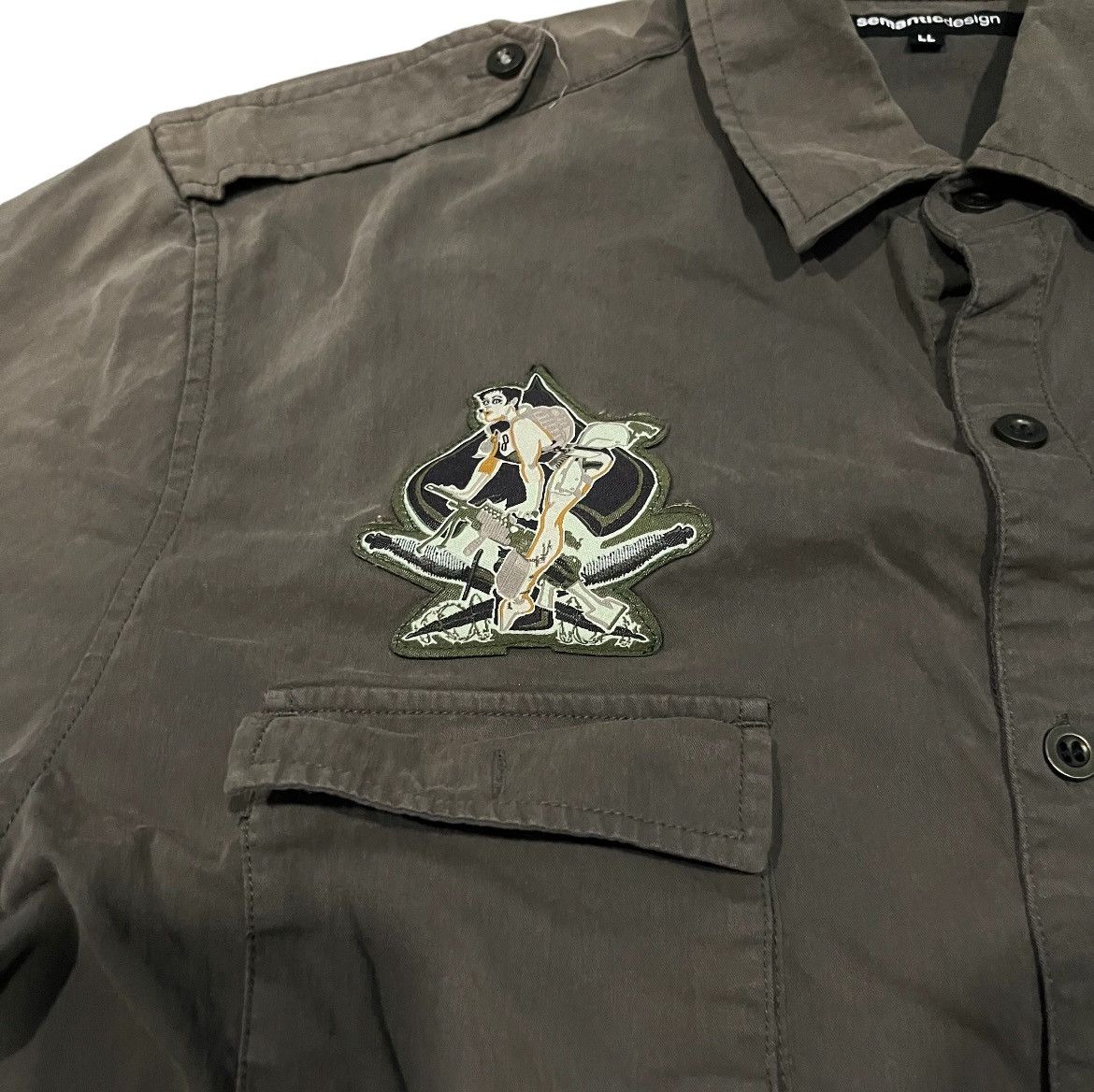 If Six Was Nine Vintage Semantics Design Olive Green Workwear Shirt Size US M / EU 48-50 / 2 - 8 Thumbnail