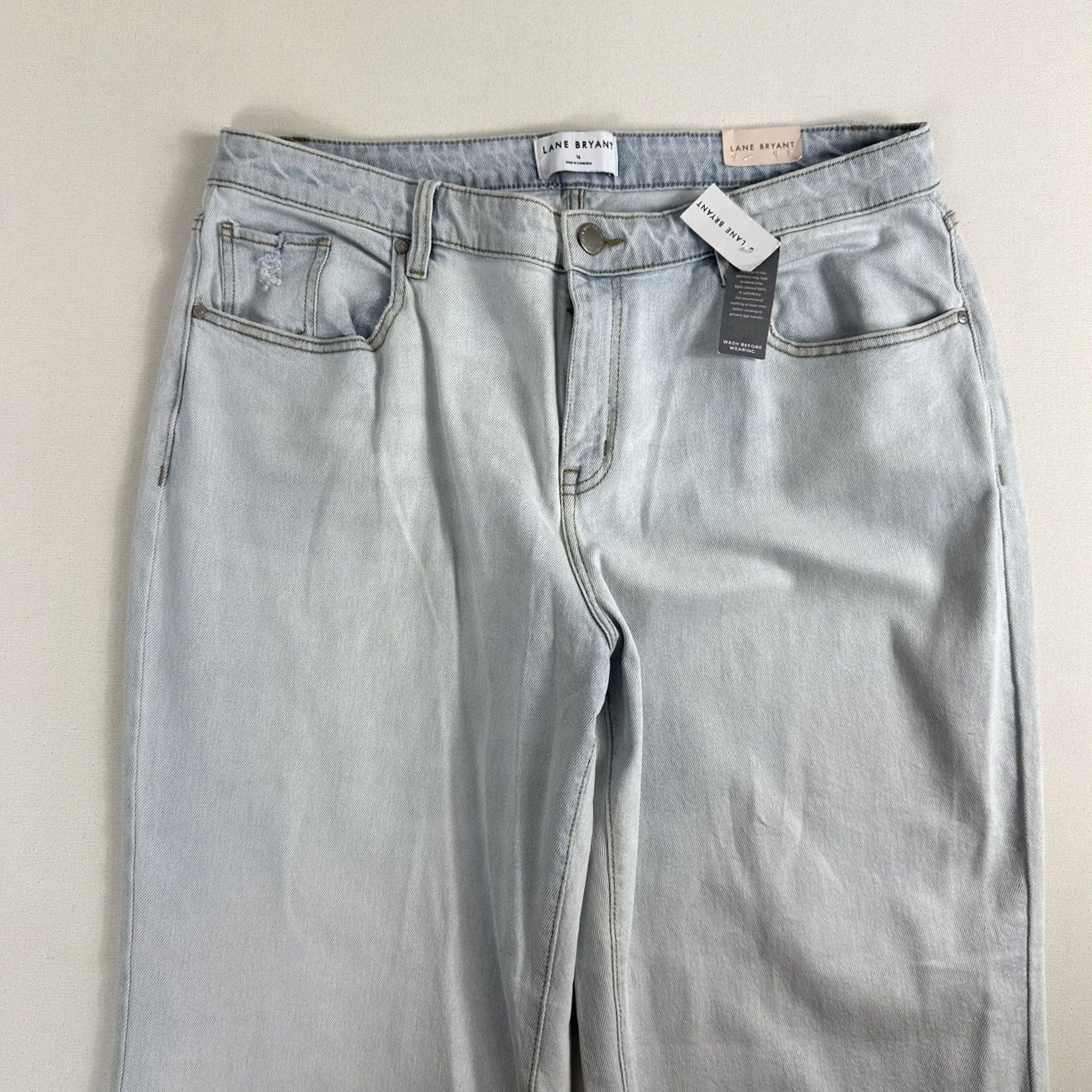 Vintage Lane Bryant Jeans Women 16 Mid Rise Straight Ankle Light Wash Blue signature Fit Denim Pants Size 38" / US 16 / IT 52 - 3 Thumbnail