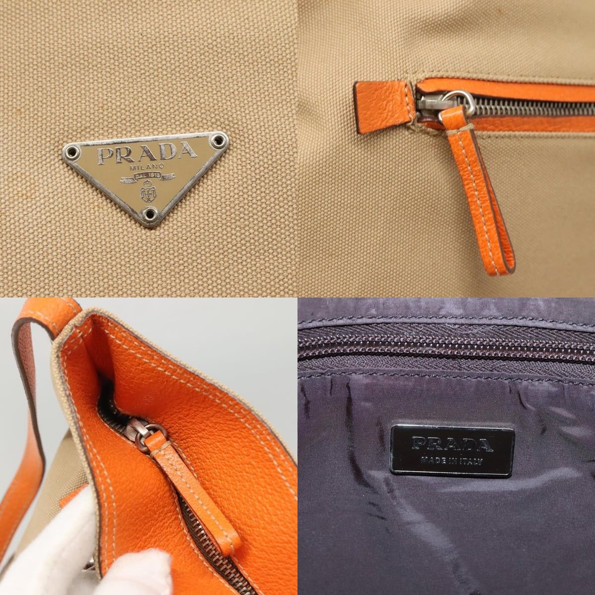 Prada PRADA Tote Bag Canvas Beige Silver Size ONE SIZE - 11 Thumbnail