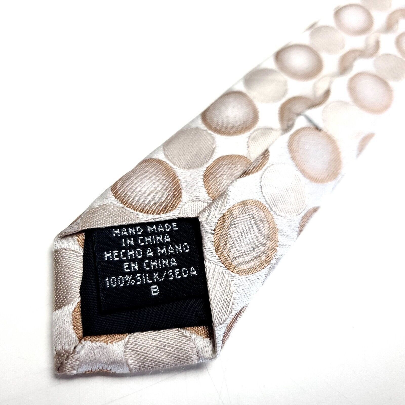 Alfani Alfani Beige Brown Silk Tie Woven Wide Geometric Size ONE SIZE - 5 Thumbnail