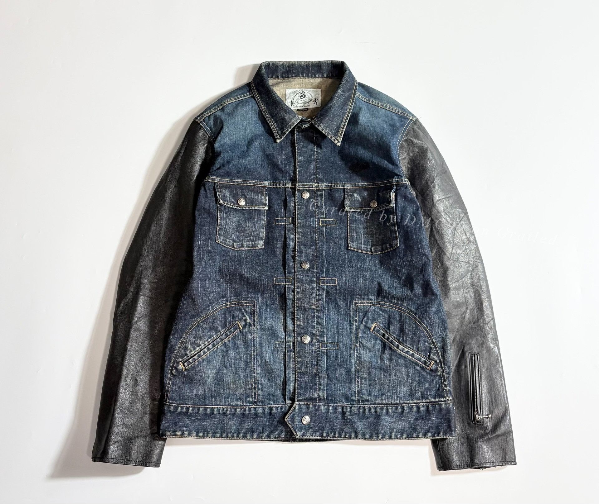Balenciaga Balenciaga Leather Sleeve Denim Jacket Size US L / EU 52-54 / 3 - 1 Thumbnail