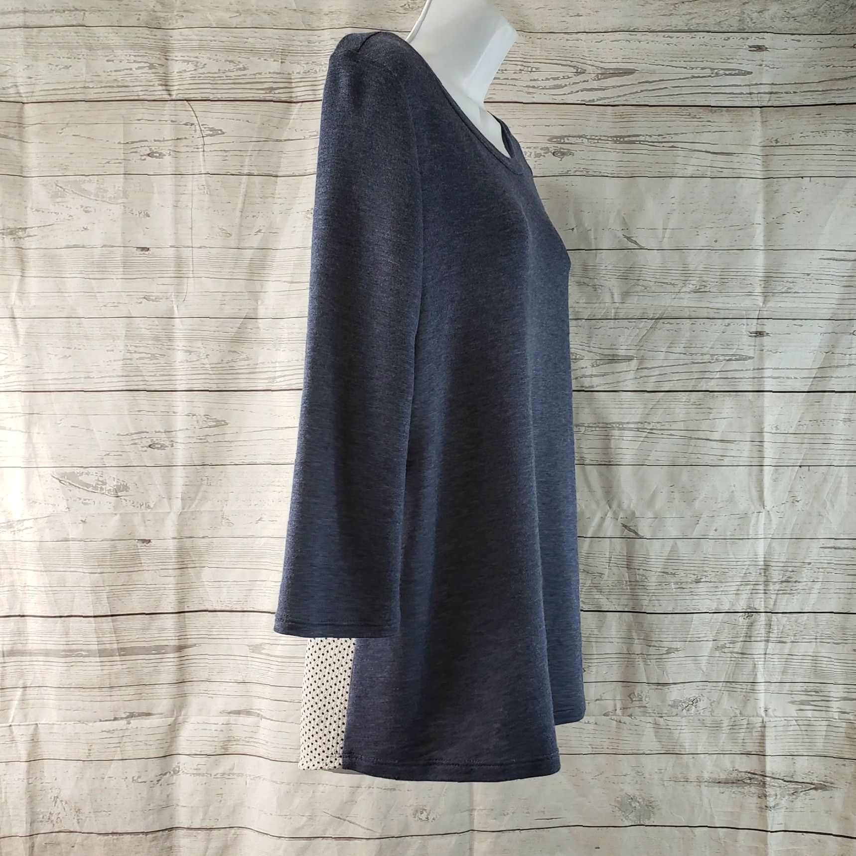 Vintage Papermoon Womens Top Blouse Sz M Blue White Polka Dots 3/4 Sleeve Rayon Blend Size M / US 6-8 / IT 42-44 - 2 Thumbnail