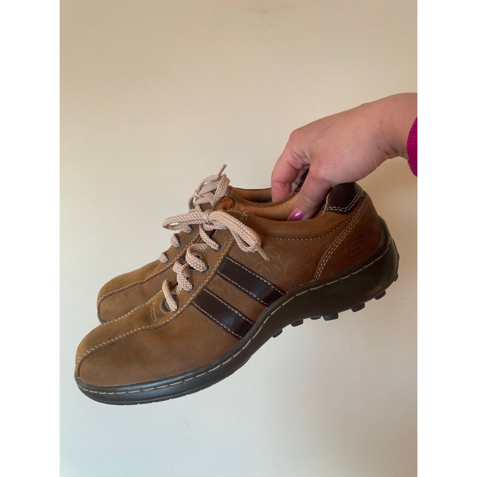 SKECHERS Y2K Skechers Vintage Brown Leather Lace Up Sneakers 8 Size US 8 / EU 41 - 1 Thumbnail