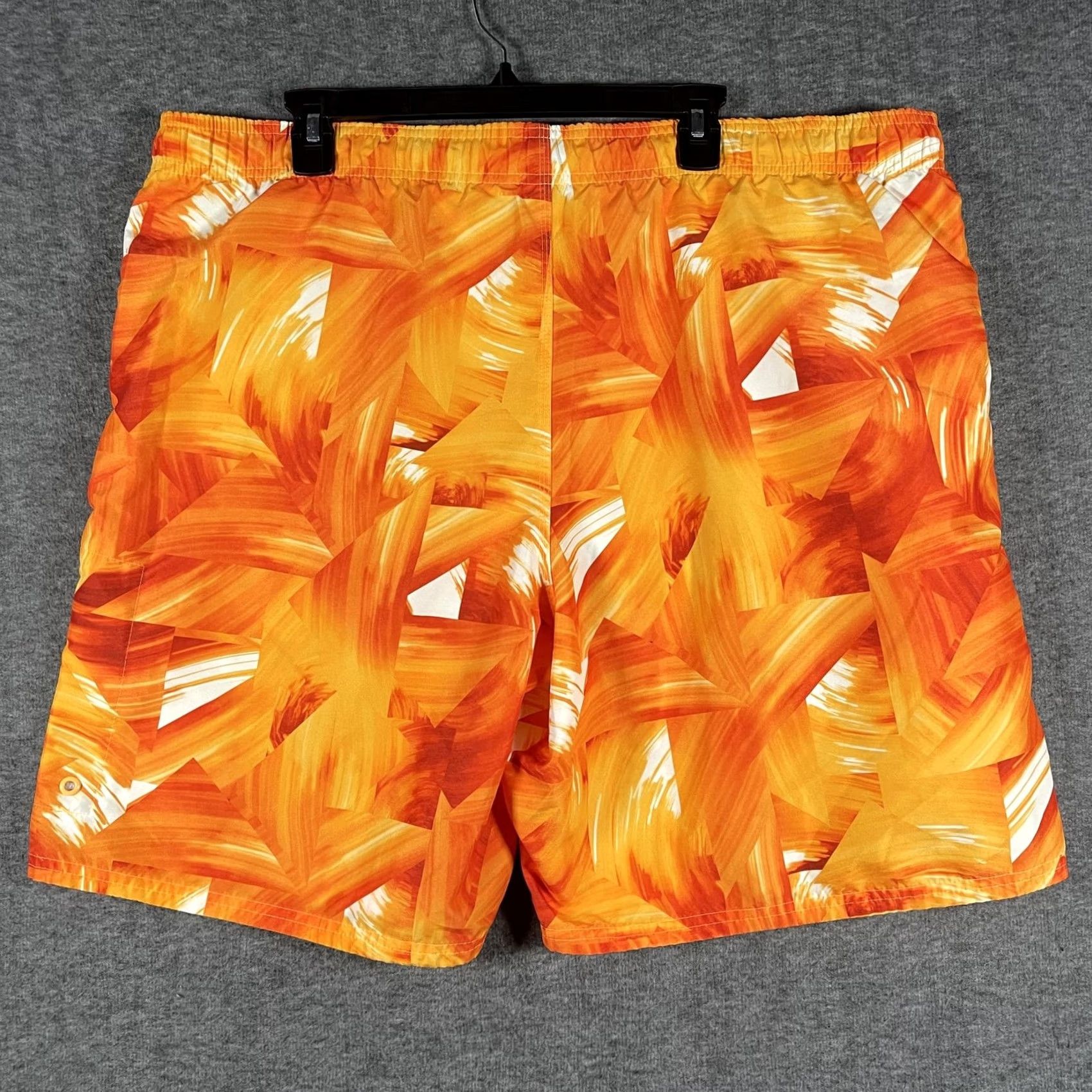 Nike Nike Mens 2XL Orange Abstract Swim Trunks Boardshorts Drawstring Swoosh Size US 39 - 2 Thumbnail