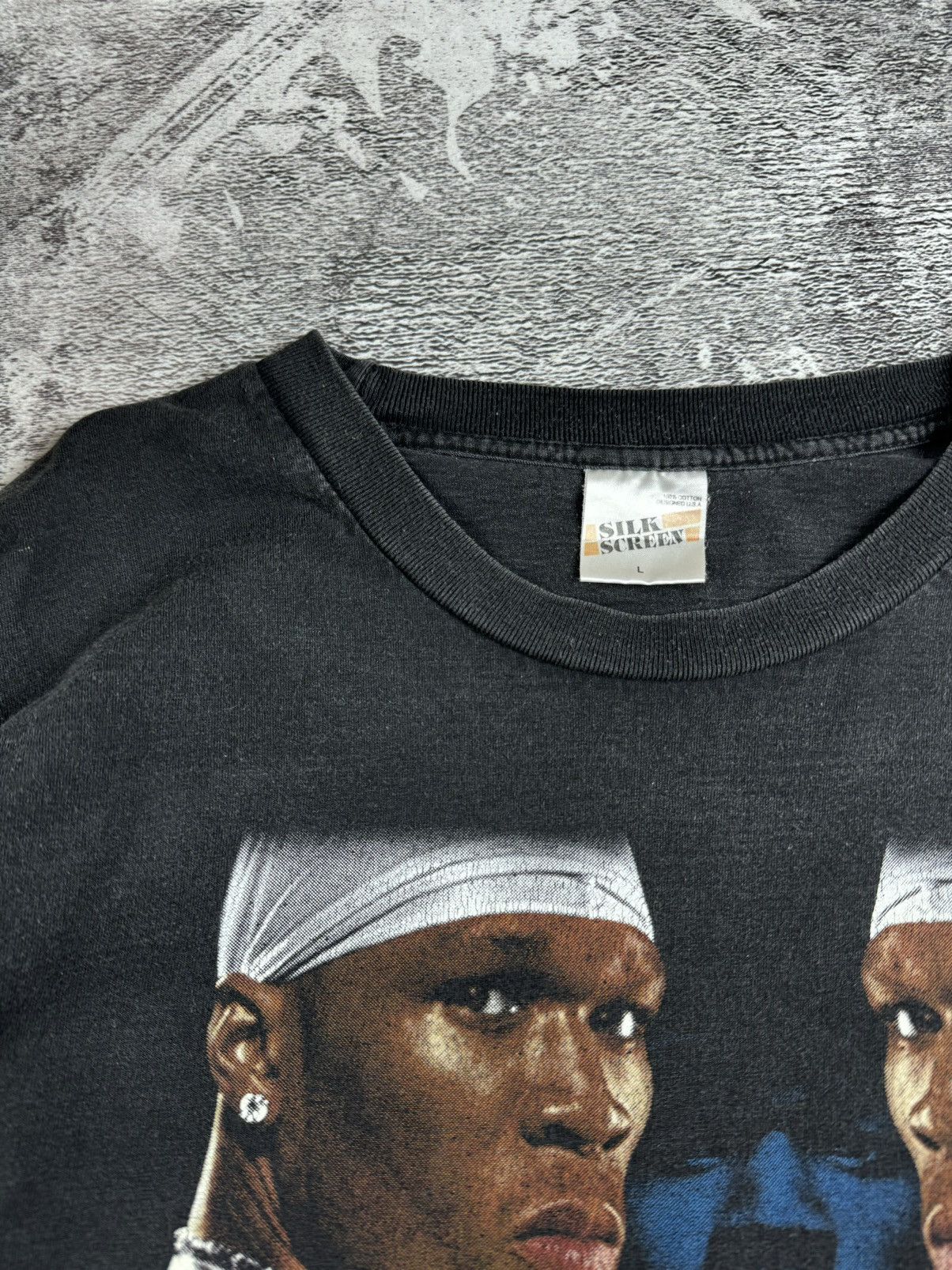 50 Cent Vintage 50 Cent Rap 90S Faded Silk Stars Longsleeve T Shirt Size US L / EU 52-54 / 3 - 9 Thumbnail
