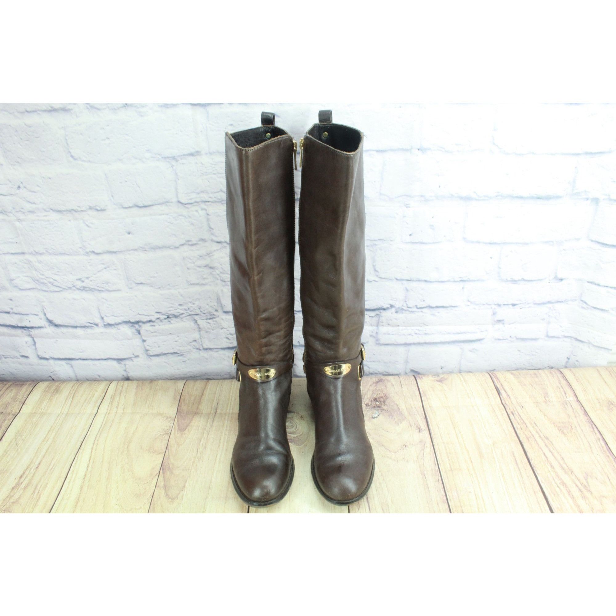 Michael Kors Michael Michael Kors Women’s Arley Brown Leather Riding Boot Size US 7.5 / IT 37.5 - 4 Thumbnail