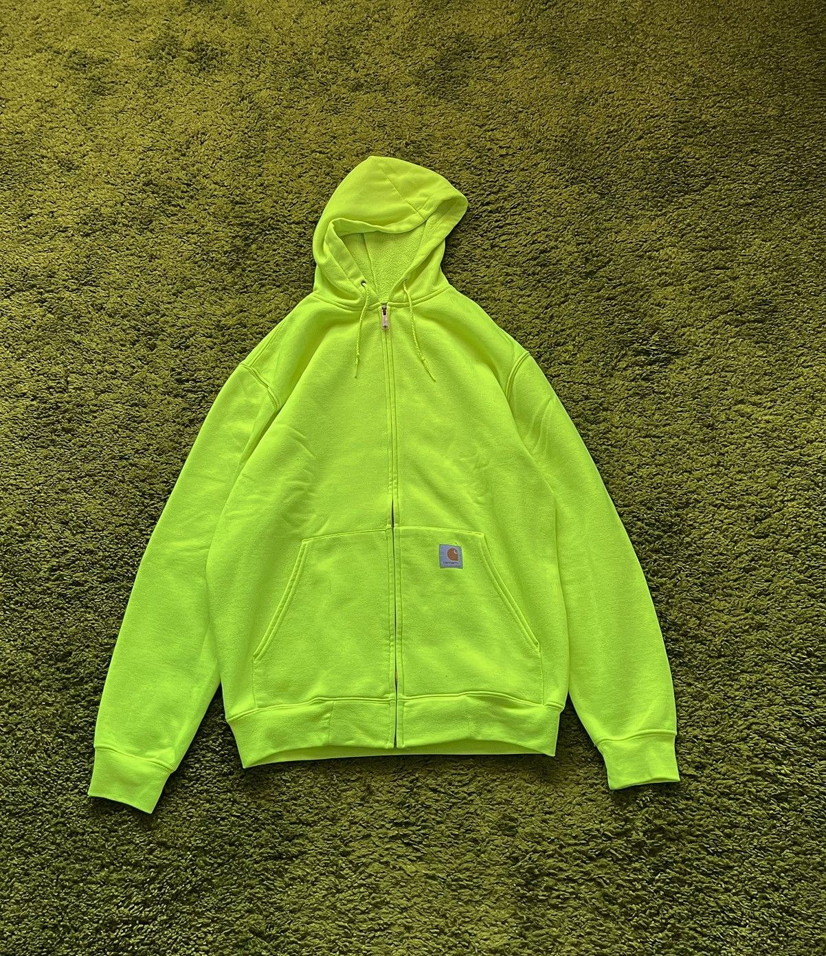 Carhartt workcore style neon green hoodie - Main Image