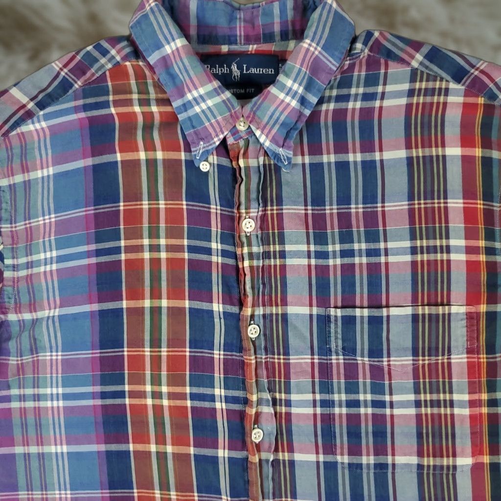 Ralph Lauren Ralph Lauren Shirt Mens XL Blue Plaid Custom Fit Pony Button Up Short Sleeve Size US XL / EU 56 / 4 - 1 Thumbnail