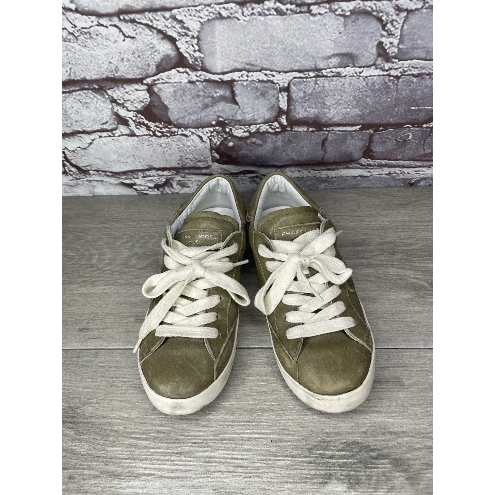 Philippe Model Philippe Model Paris Olive Green Leather Casual Sneakers Jun Size US 12 / IT 42 - 17 Thumbnail