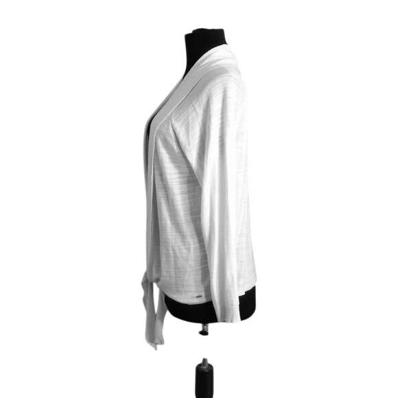 Tommy Hilfiger Tommy Hilfiger Size L Womens White Tie-Front Cardigan Lightw Size L / US 10 / IT 46 - 6 Thumbnail