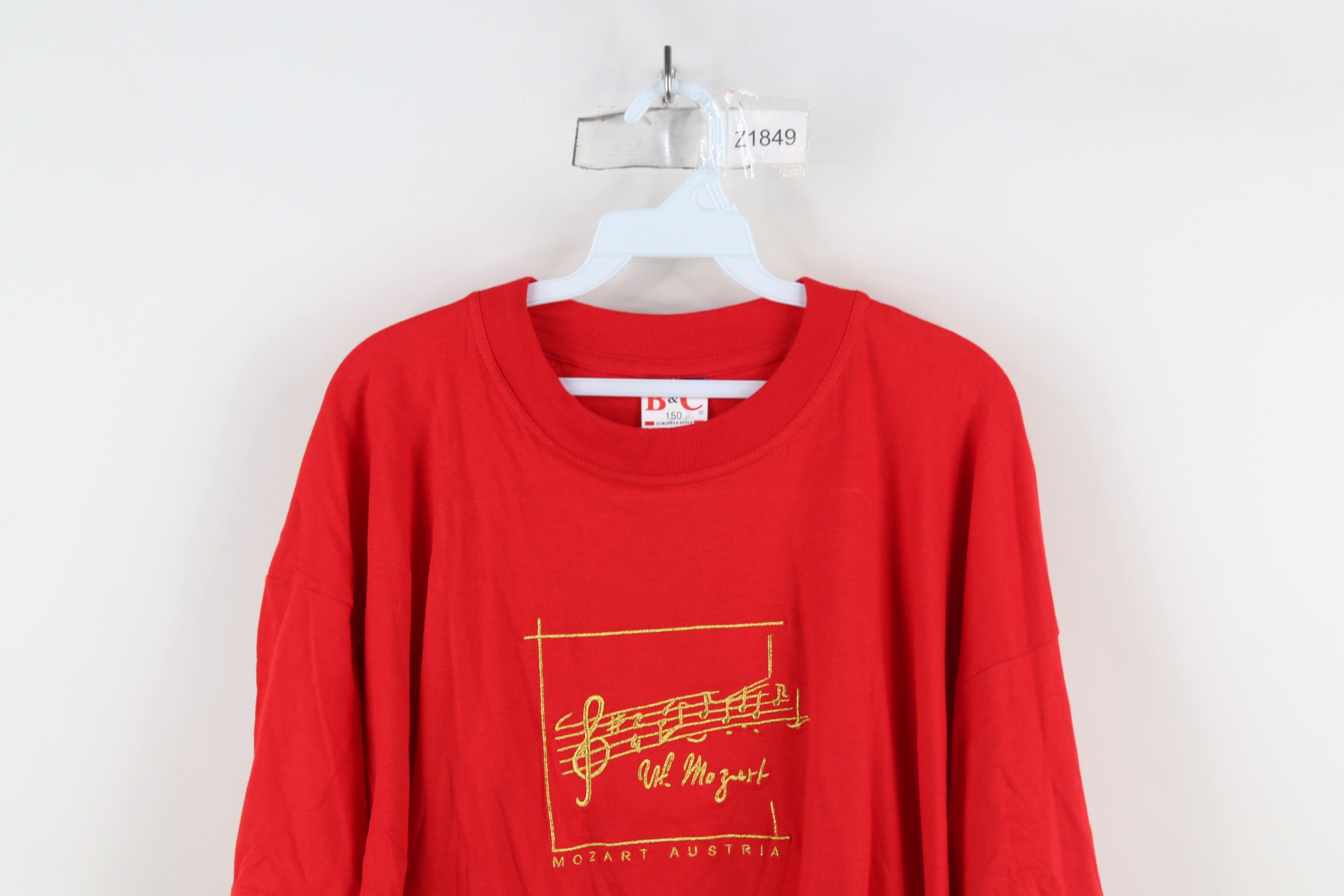 Vintage Vintage 90s Streetwear Mozart Austria Music T-Shirt Red Size US XXL / EU 58 / 5 - 2 Thumbnail