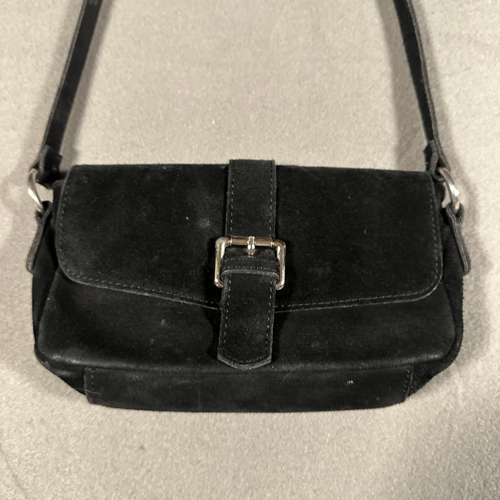 Other Brandy Melville Shoulder Bag Black Suede Buckle Size ONE SIZE - 2 Thumbnail