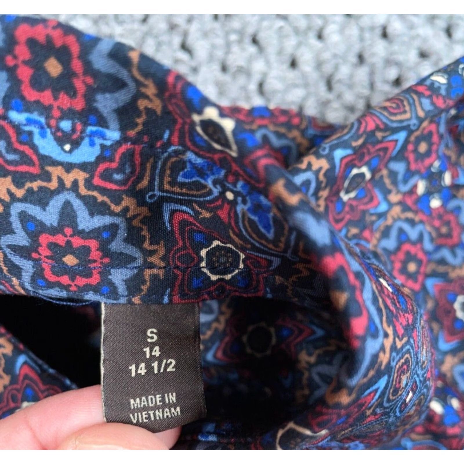Tasso Elba Tasso Elba Geometric Pattern Shirt Adult Small Red Blue Hippie Cutaway Collar Size US S / EU 44-46 / 1 - 4 Thumbnail