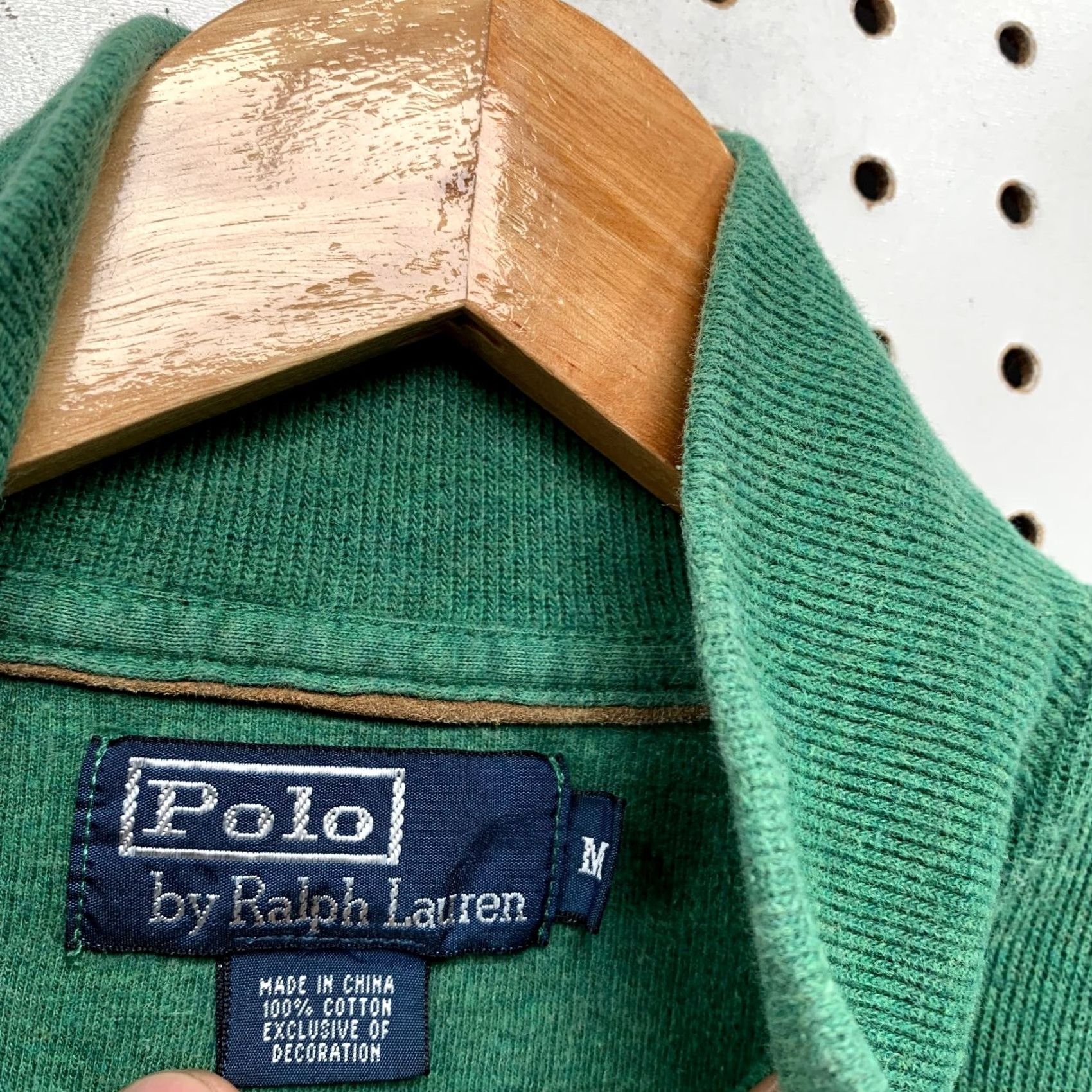 Polo Ralph Lauren Polo Ralph Lauren Sweater Mens M Green 1/4 Zip Leather Tab Full Zip Mock Neck Casual Knit Sweatshirt Size US M / EU 48-50 / 2 - 3 Thumbnail