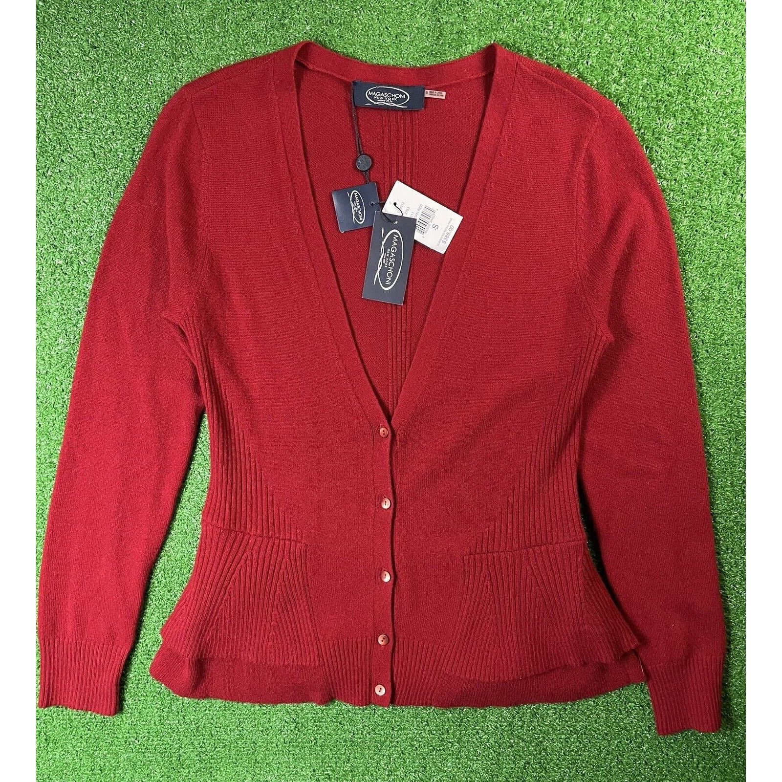 Magaschoni NWT Magaschoni Two Ply Cashmere XS Red Cardigan Sweater $388 Size XS / US 0-2 / IT 36-38 - 3 Thumbnail