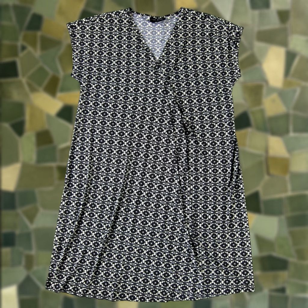 Vintage VINTAGE Lane Bryant Black White Paisley Geometric Stretch Cap Sleeve Tunic Dress 18/20 Size XXL / US 16-18 / IT 52-54 - 1 Thumbnail