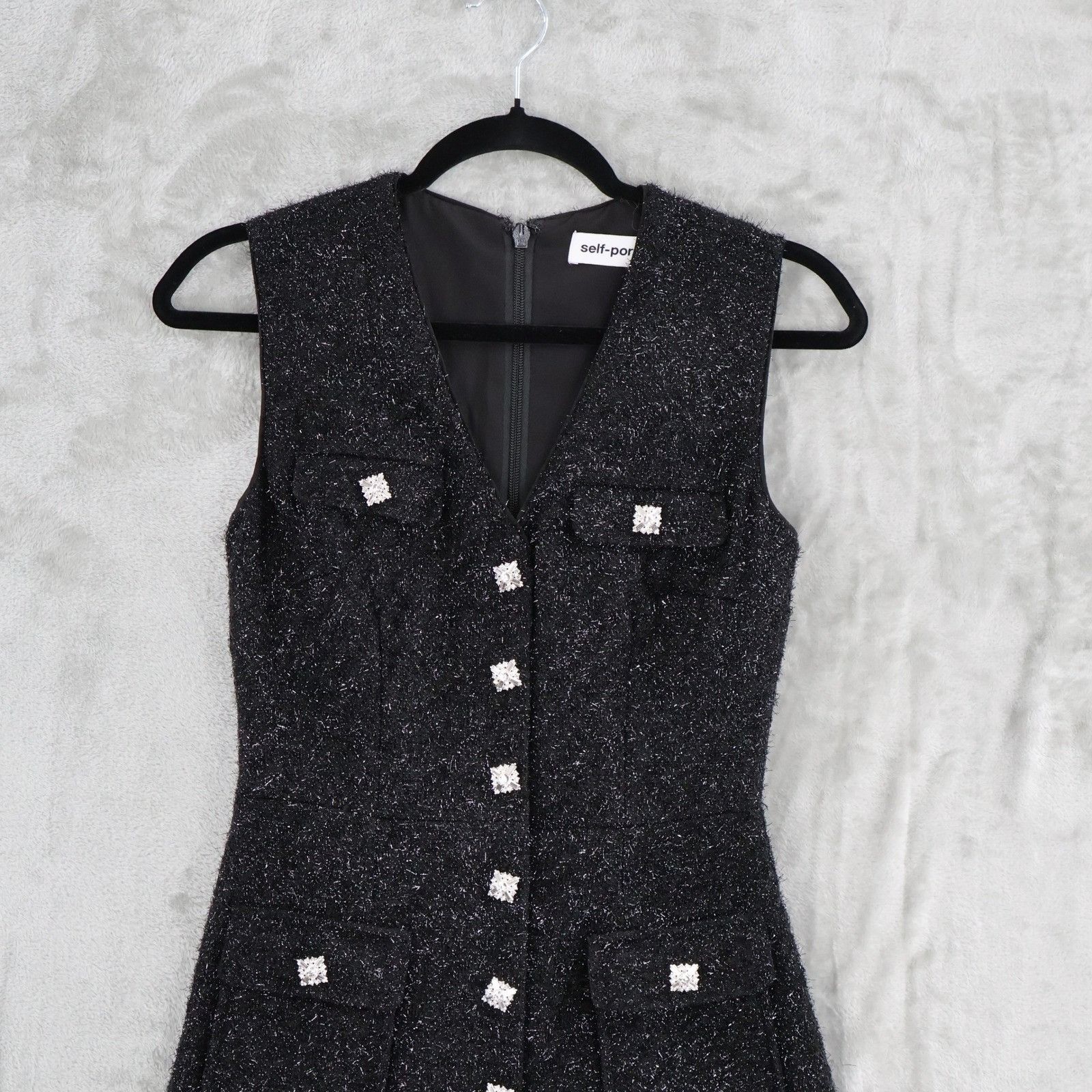 Self-Portrait Self Portrait Tinsel Boucle Button Front Midi Dress Size 2 Size XS / US 0-2 / IT 36-38 - 3 Thumbnail