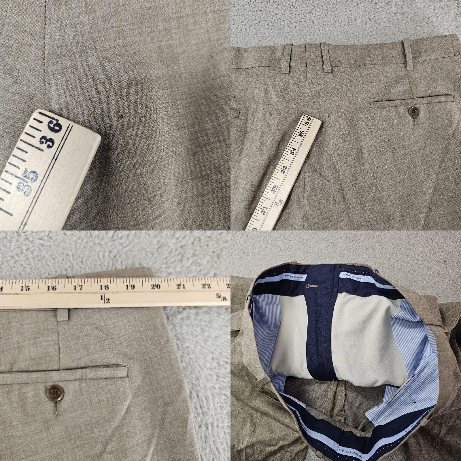 Peter Millar VINTAGE Peter Millar Pants Mens 42R Taupe Wool Blend Dress Trouser Flat Front Classic Browns Mensed Size US 42 / EU 58 - 8 Thumbnail