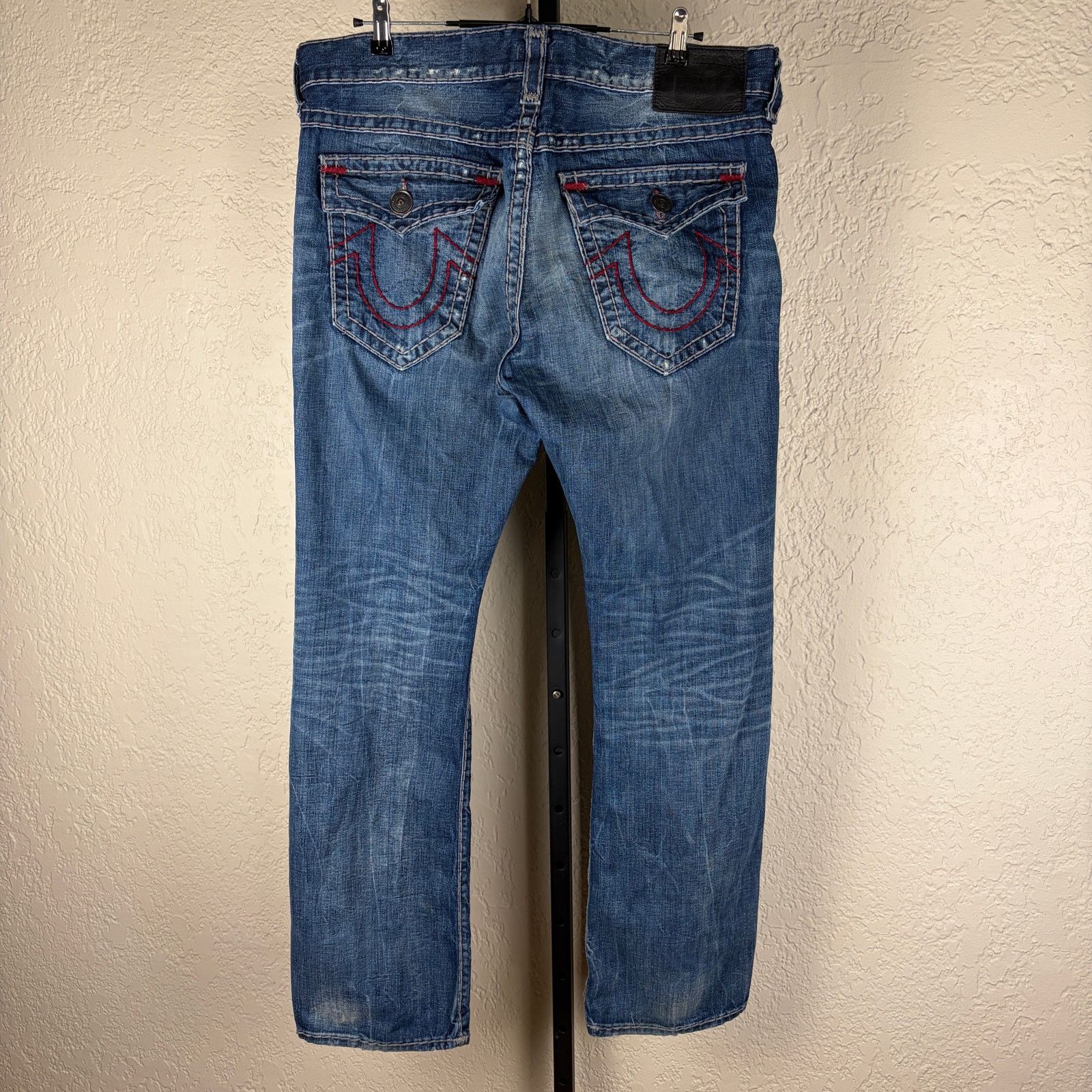 True Religion True Religion Ricky Relaxed Straight Sz 38 Distressed Jeans Size US 38 / EU 54 - 2 Thumbnail
