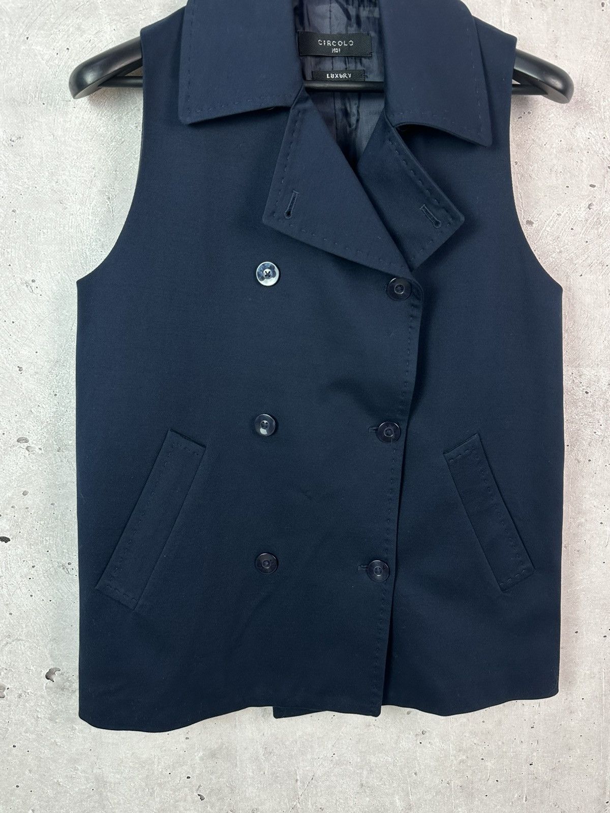 Circolo 1901 Circolo 1901 Luxury Navy Cotton Sleeveless Blazer-Jacket Size M / US 6-8 / IT 42-44 - 3 Thumbnail