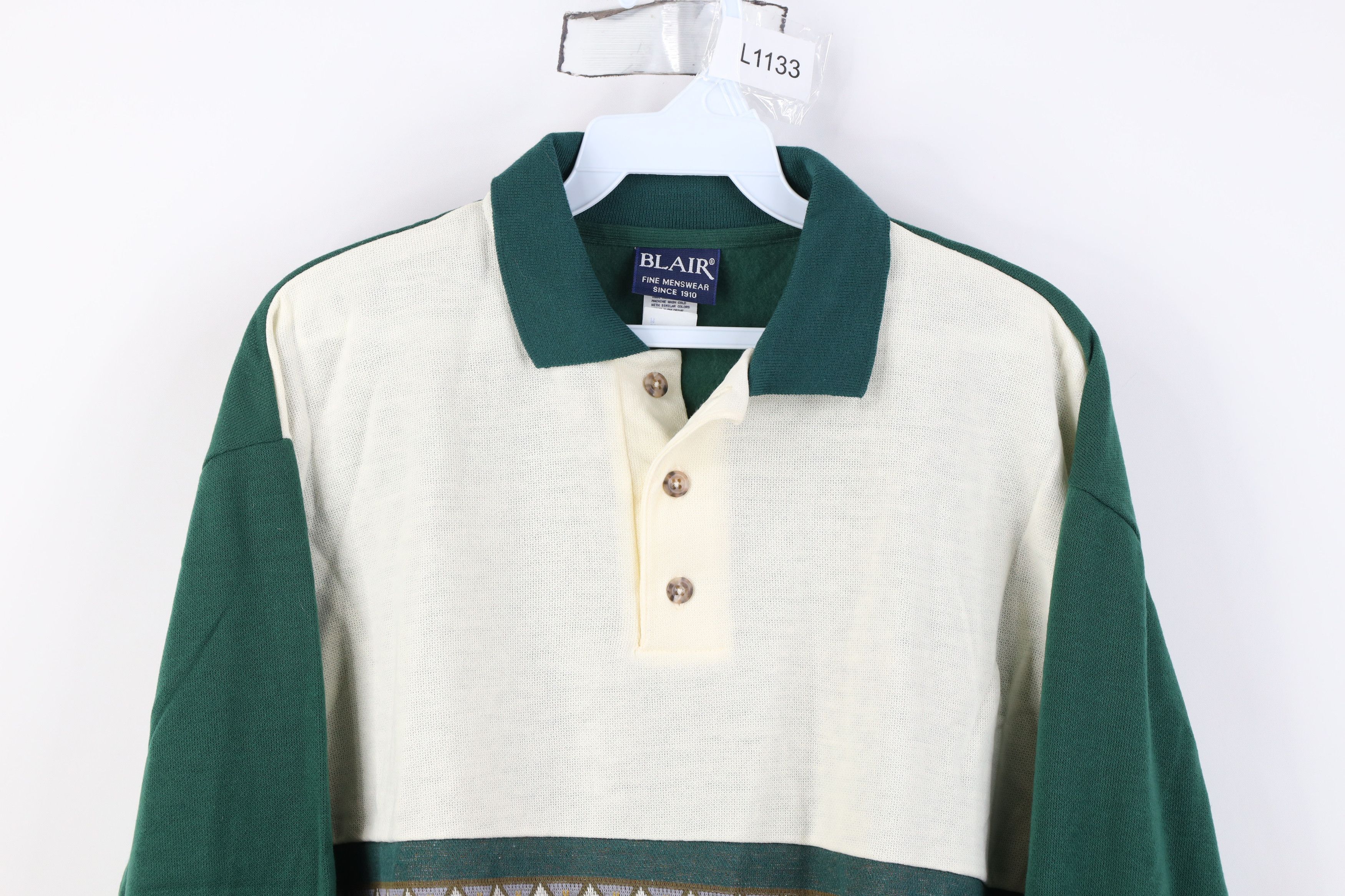Vintage Vintage 90s Streetwear Fair Isle Collared Sweatshirt USA Size US M / EU 48-50 / 2 - 2 Thumbnail