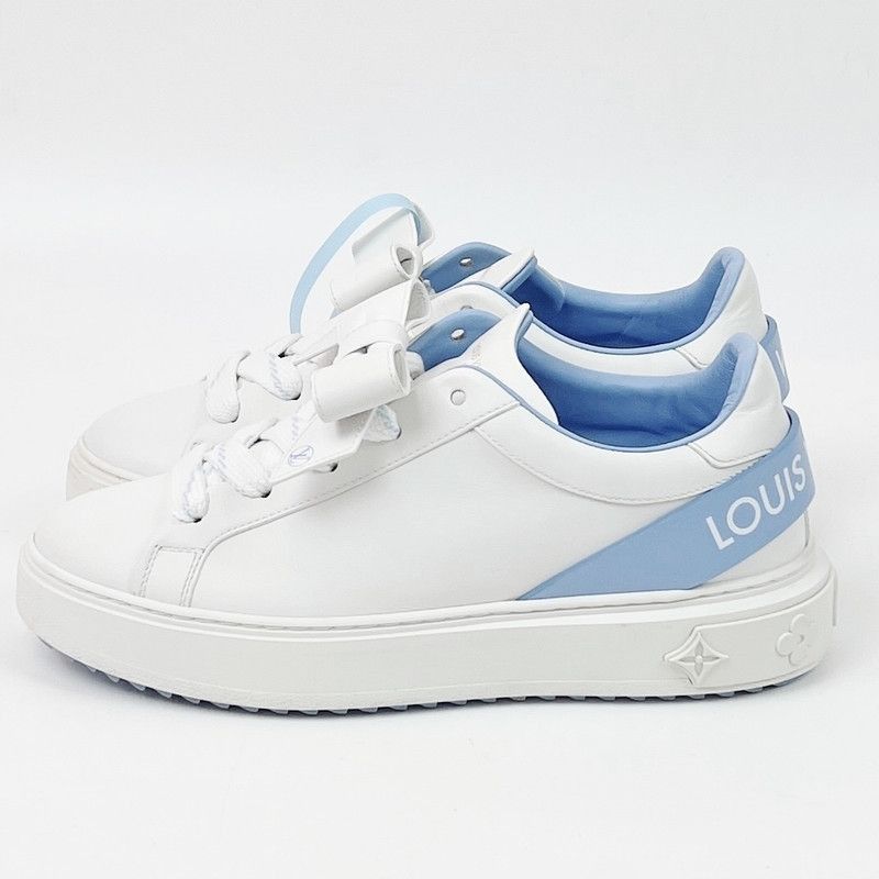 Louis Vuitton Louis Vuitton Blue and White Sporty Low-Top Sneakers Size US 8 / IT 38 - 1 Thumbnail