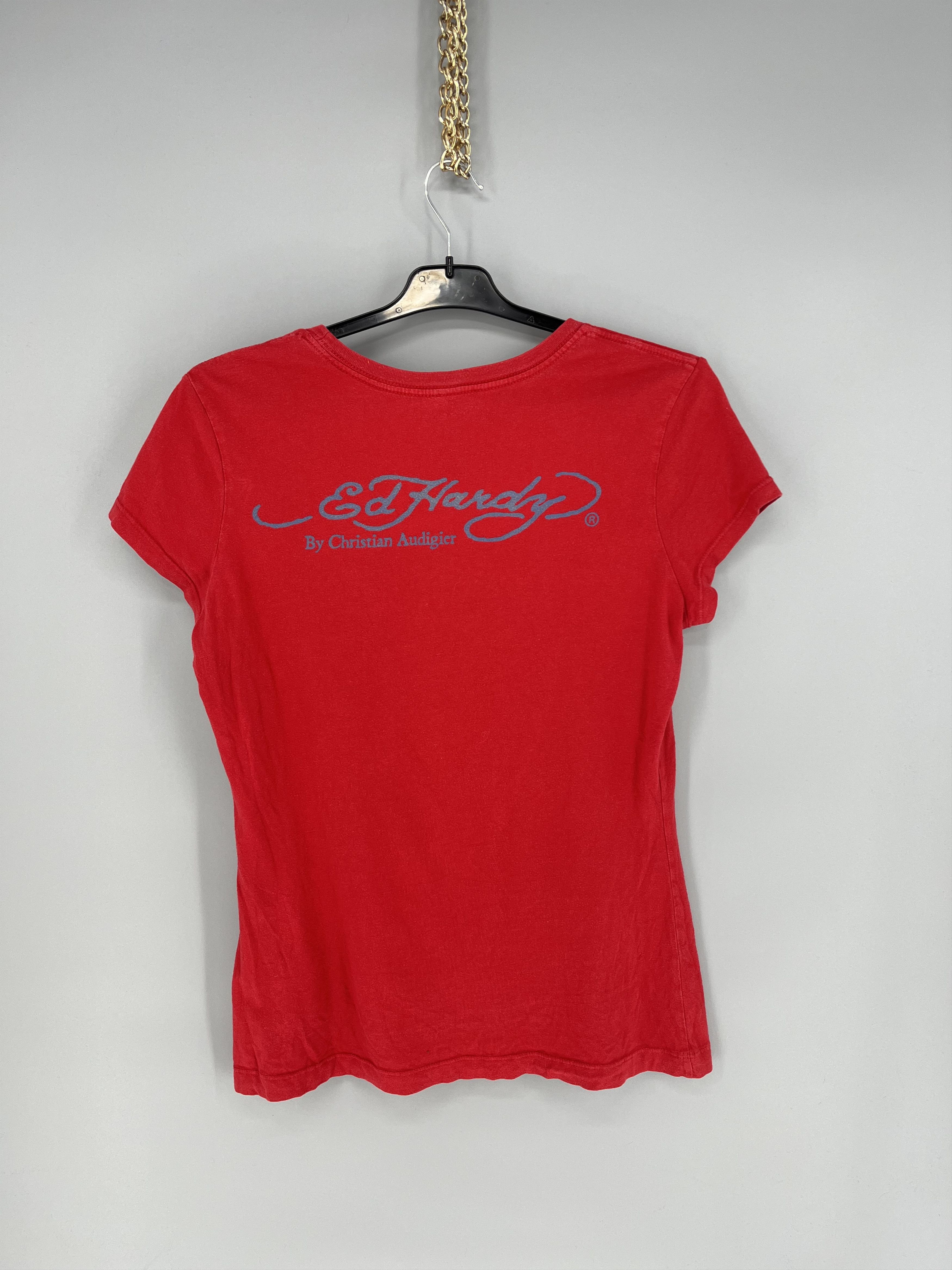 Affliction × Christian Audigier × Ed Hardy Vintage Y2K Christian Audigier Women’s Rhinestones T-Shirt Size L / US 10 / IT 46 - 7 Thumbnail