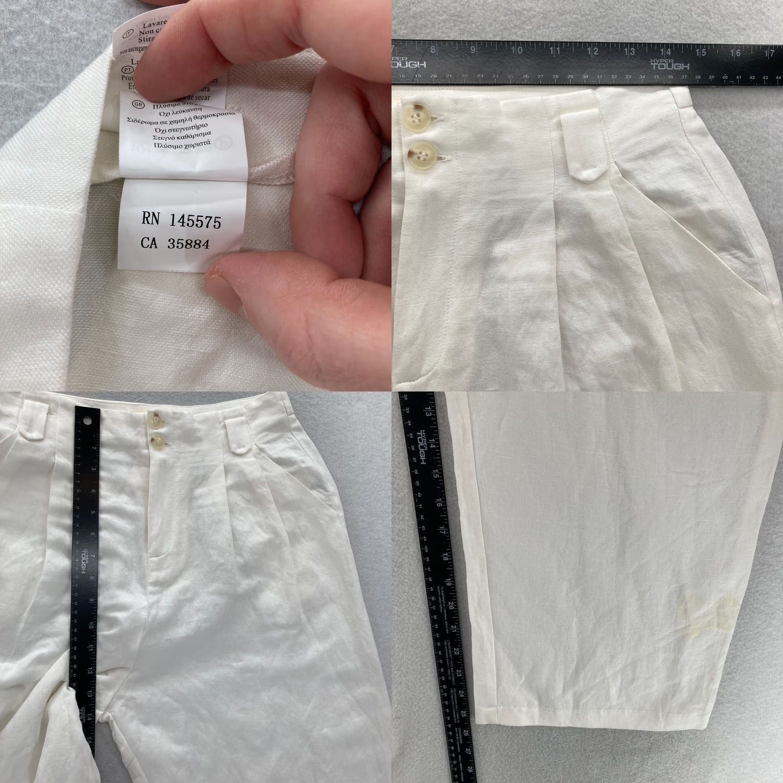 Anthropologie The Korner Linen Pleated Trousers Women's 4 White Relaxed Taper Pants Size 27" / US 4 / IT 40 - 8 Thumbnail