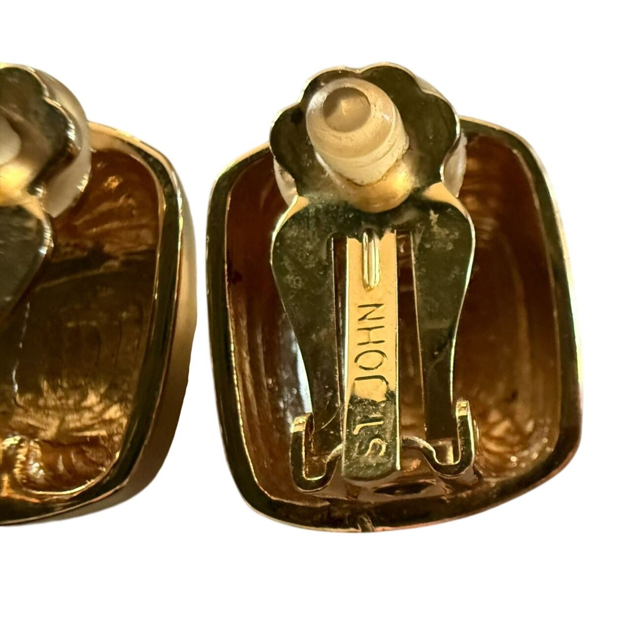 Other Vintage 1980s St John Goldtone Pillow Shape Clip-On Earrings Size ONE SIZE - 4 Thumbnail