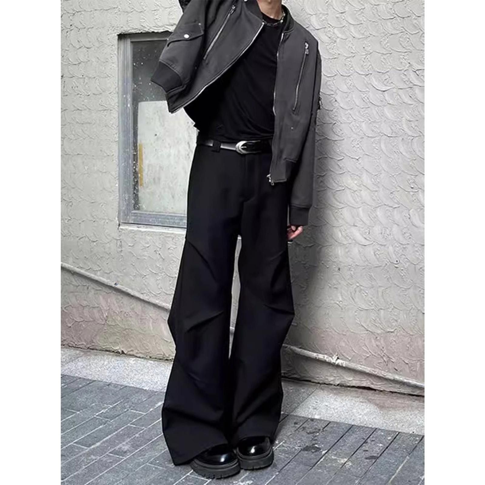 Japanese Brand Black Wide Leg Pants, Flared Baggy Men's Trousers Size US 32 / EU 48 - 1 Thumbnail