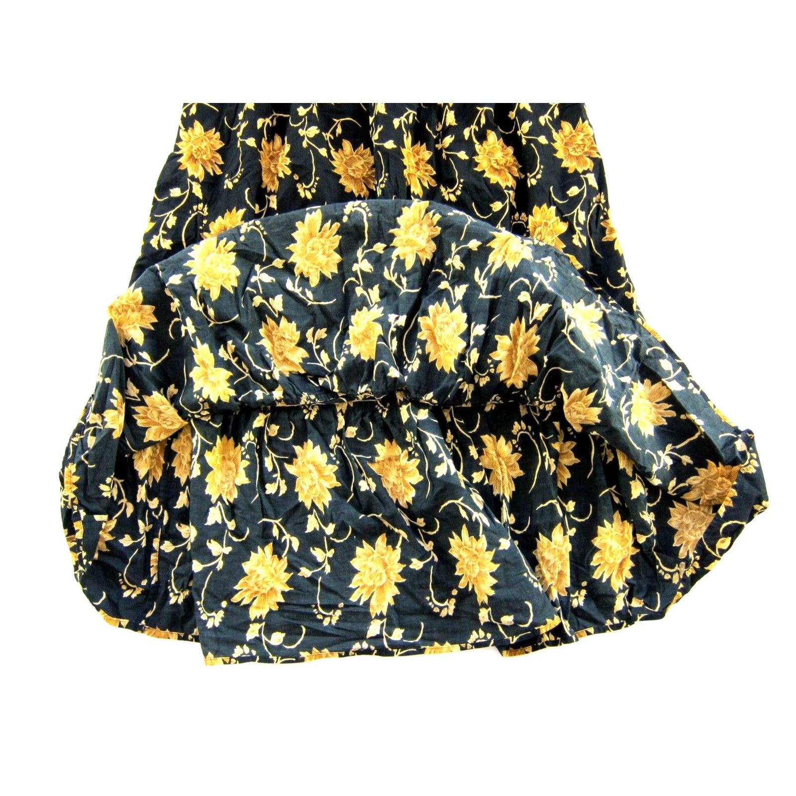Vintage Fundamentals Cotton Black Yellow Floral Short Sleeve Muumuu Dress S Size 28" / US 6 / IT 42 - 8 Thumbnail