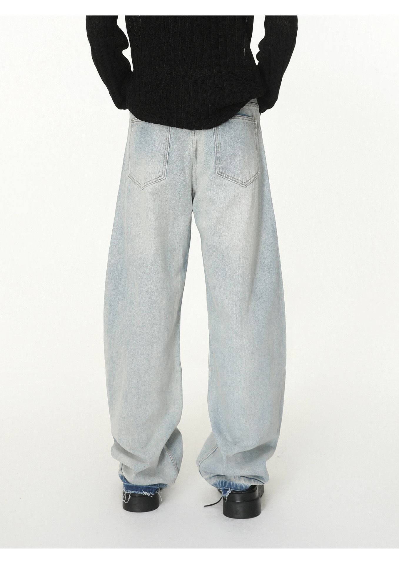 Japanese Brand Men's Japanese Retro Distressed Wide-Leg Curved Washed Jeans Size US 32 / EU 48 - 5 Thumbnail