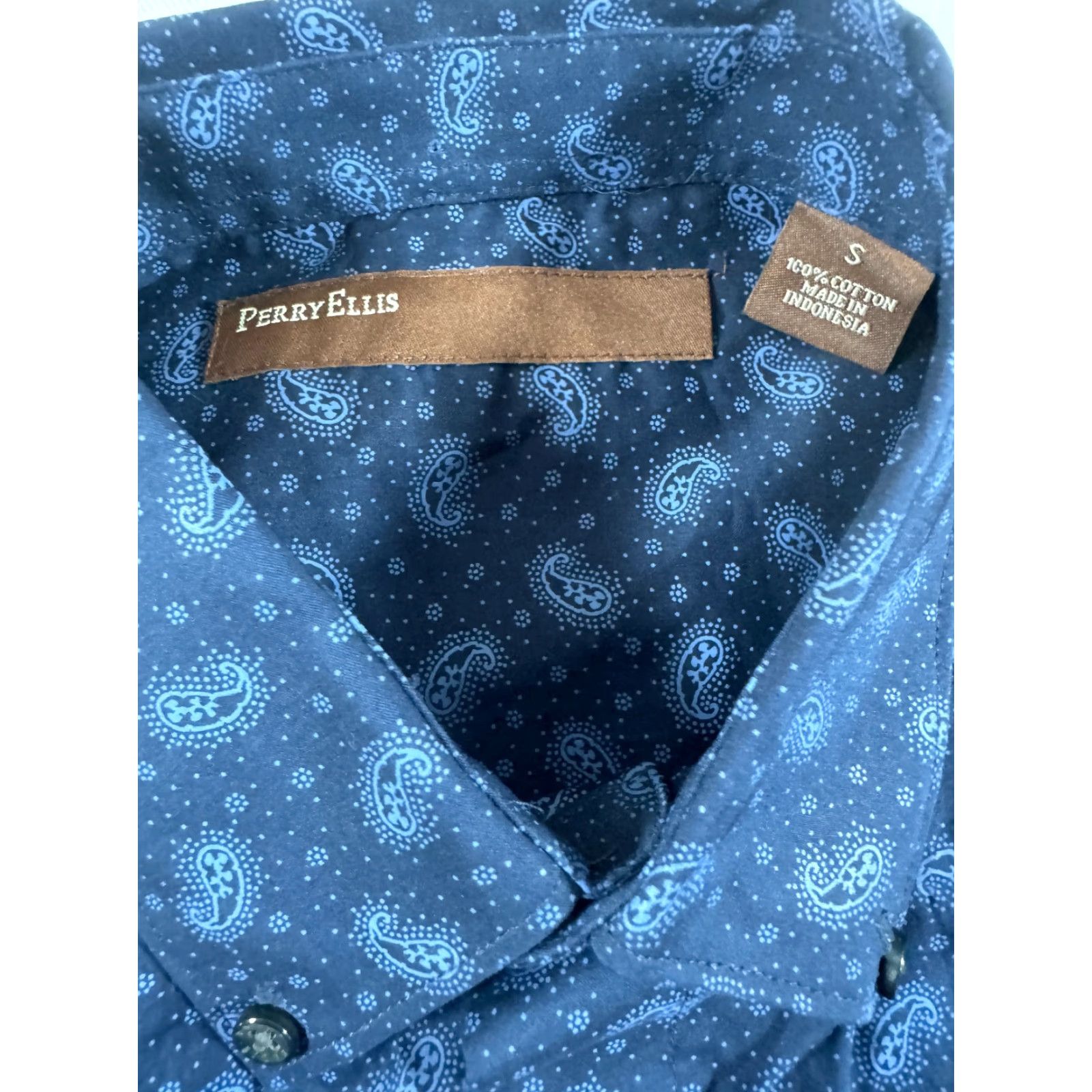 Perry Ellis Perry Ellis Shirt Mens Small Blue Paisley Button-Up Long Sleeve NWT 2018 Size US L / EU 52-54 / 3 - 2 Thumbnail