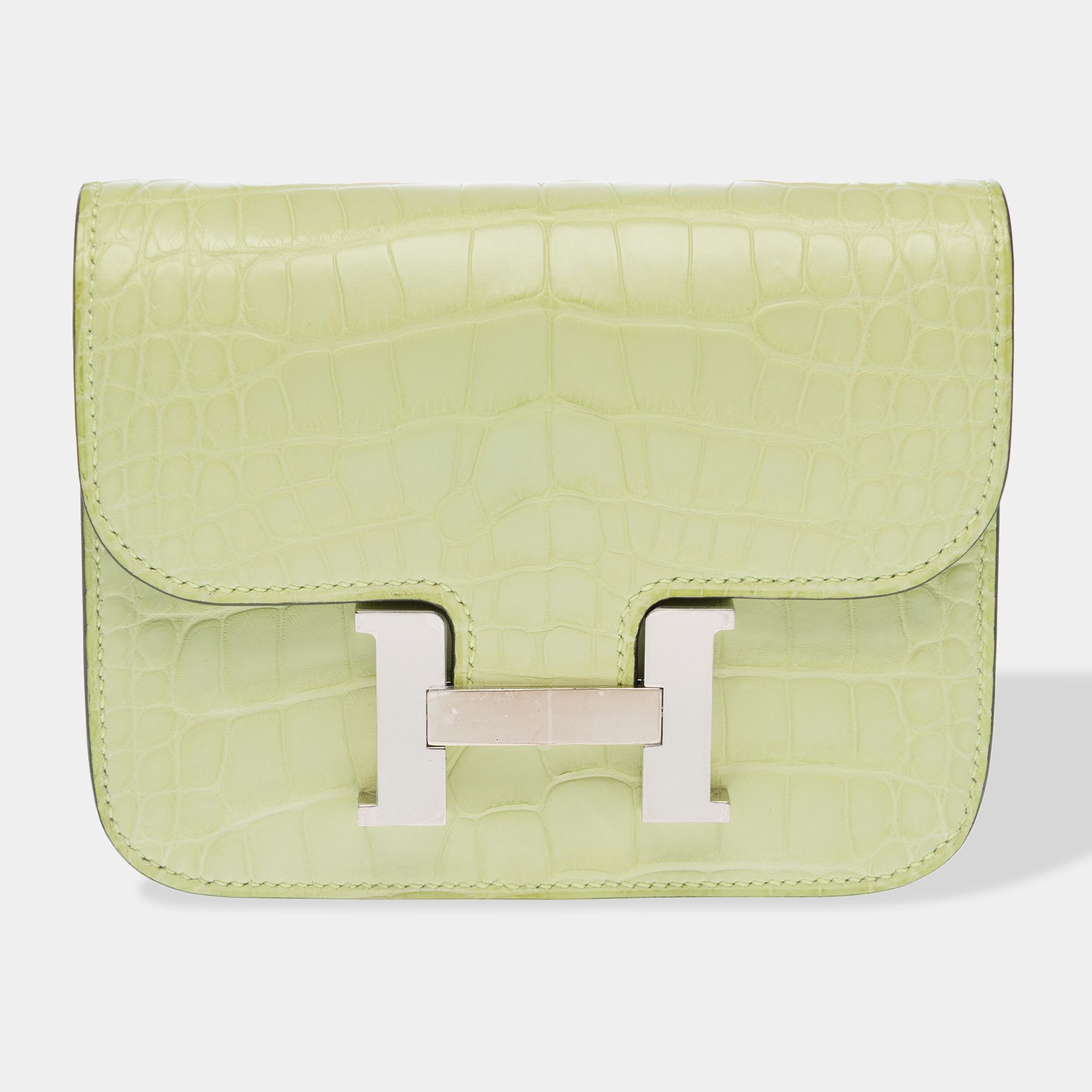Hermes HERMES Constance Slim Belt Bag in Yellow Crocodile Leather Size ONE SIZE - 1 Thumbnail