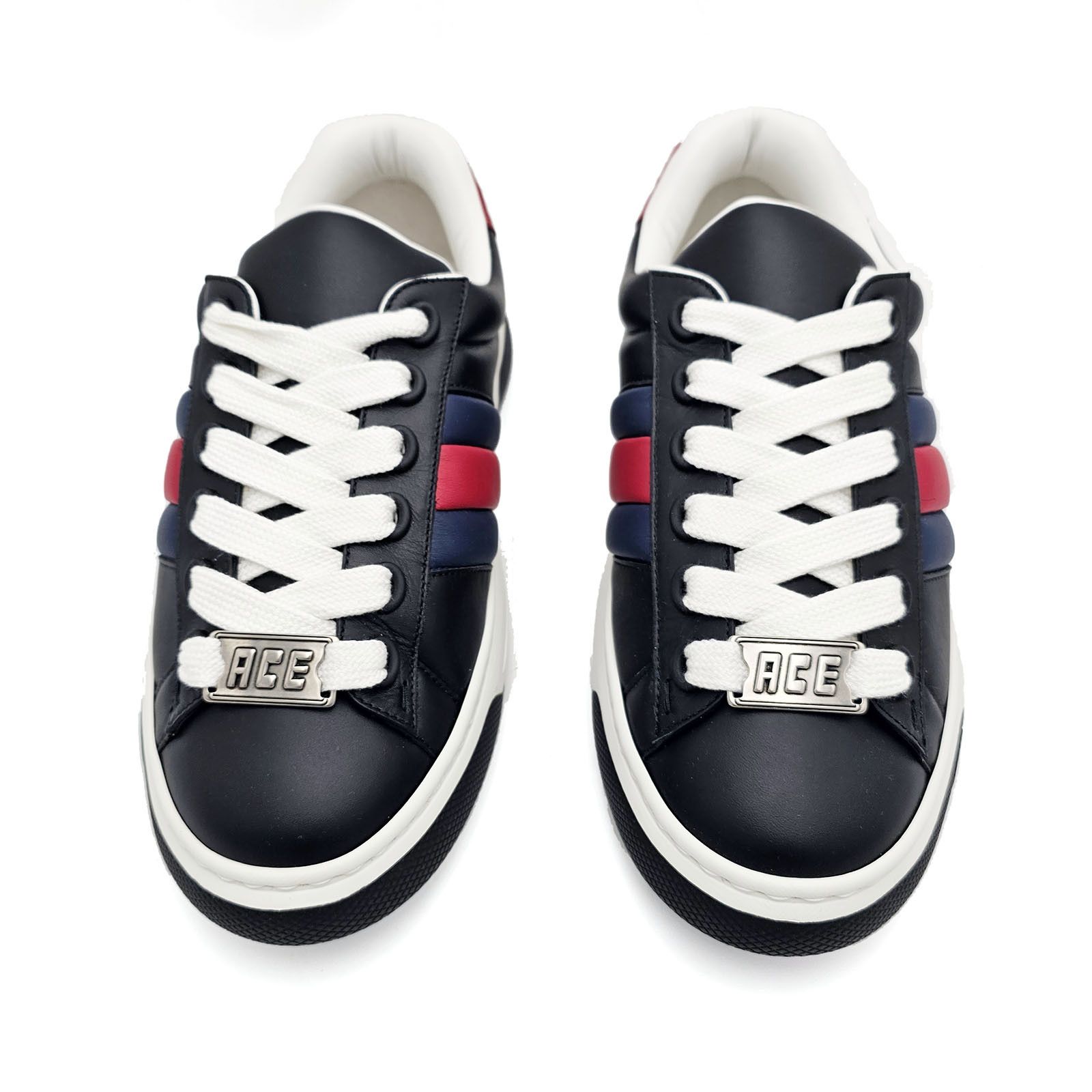 Gucci Gucci Ace Mens Sneakers Blue Red Web Black Leather 10.5 New Size US 10.5 / EU 43-44 - 8 Thumbnail