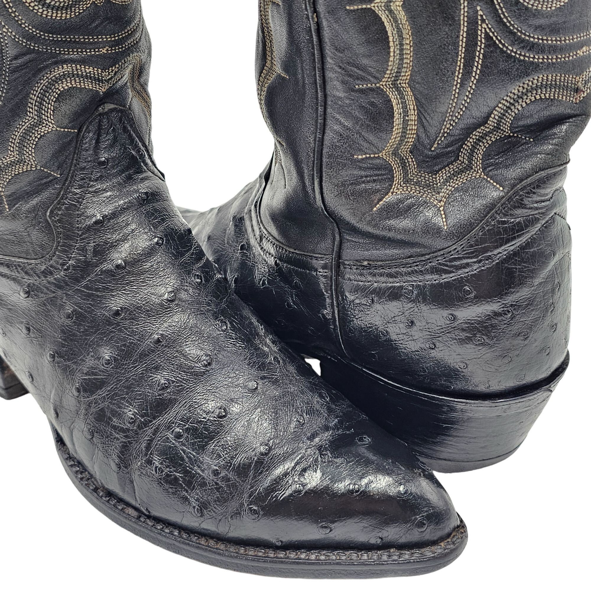 Other Vintage Honcho Boots Exotic Full Quill Ostrich Black Cowboy Size US 10 / EU 43 - 7 Thumbnail